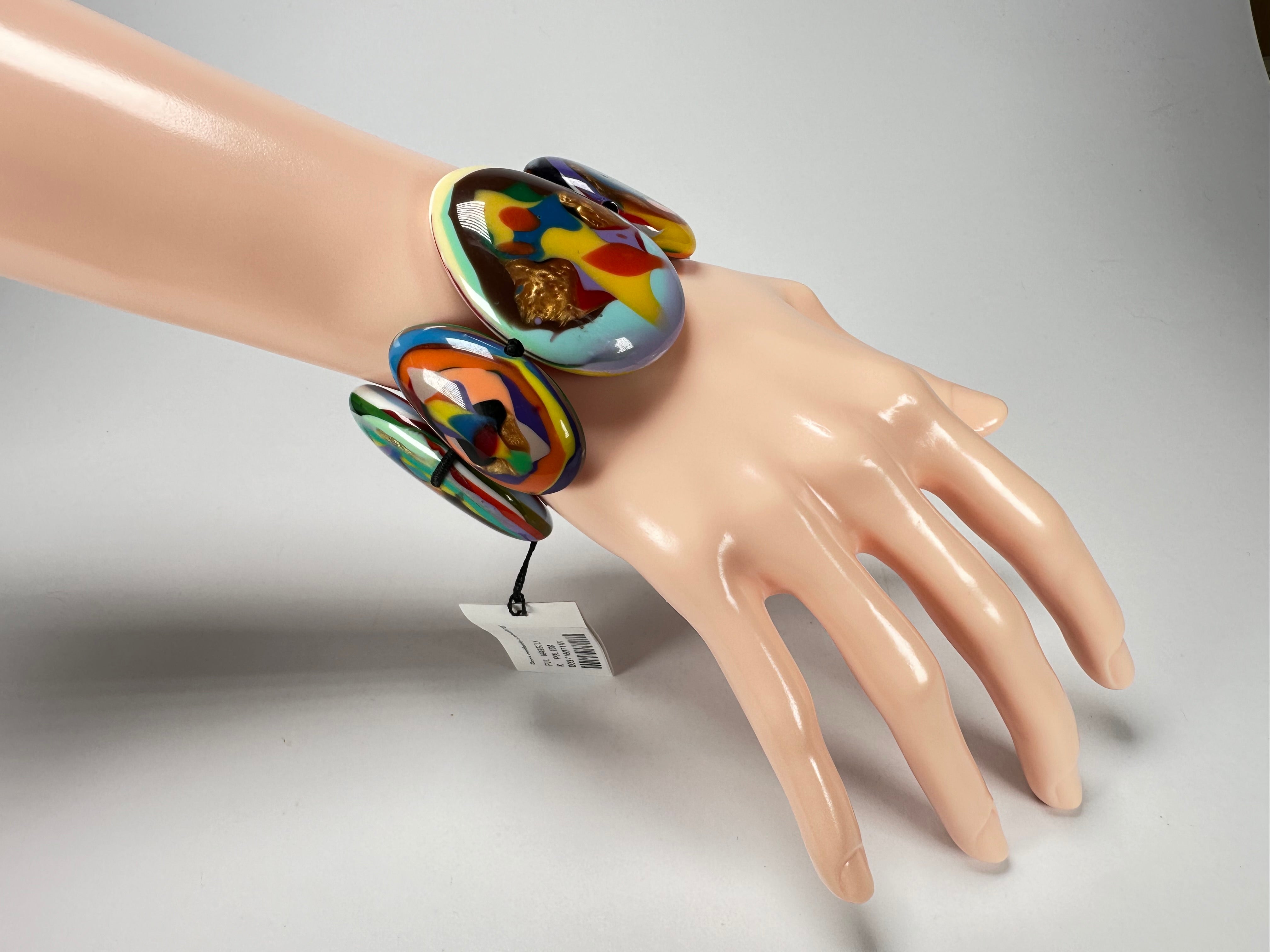 Sobral - Multi-Colour "Wassily" Elasticated Resin Bracelet ( 003716 )