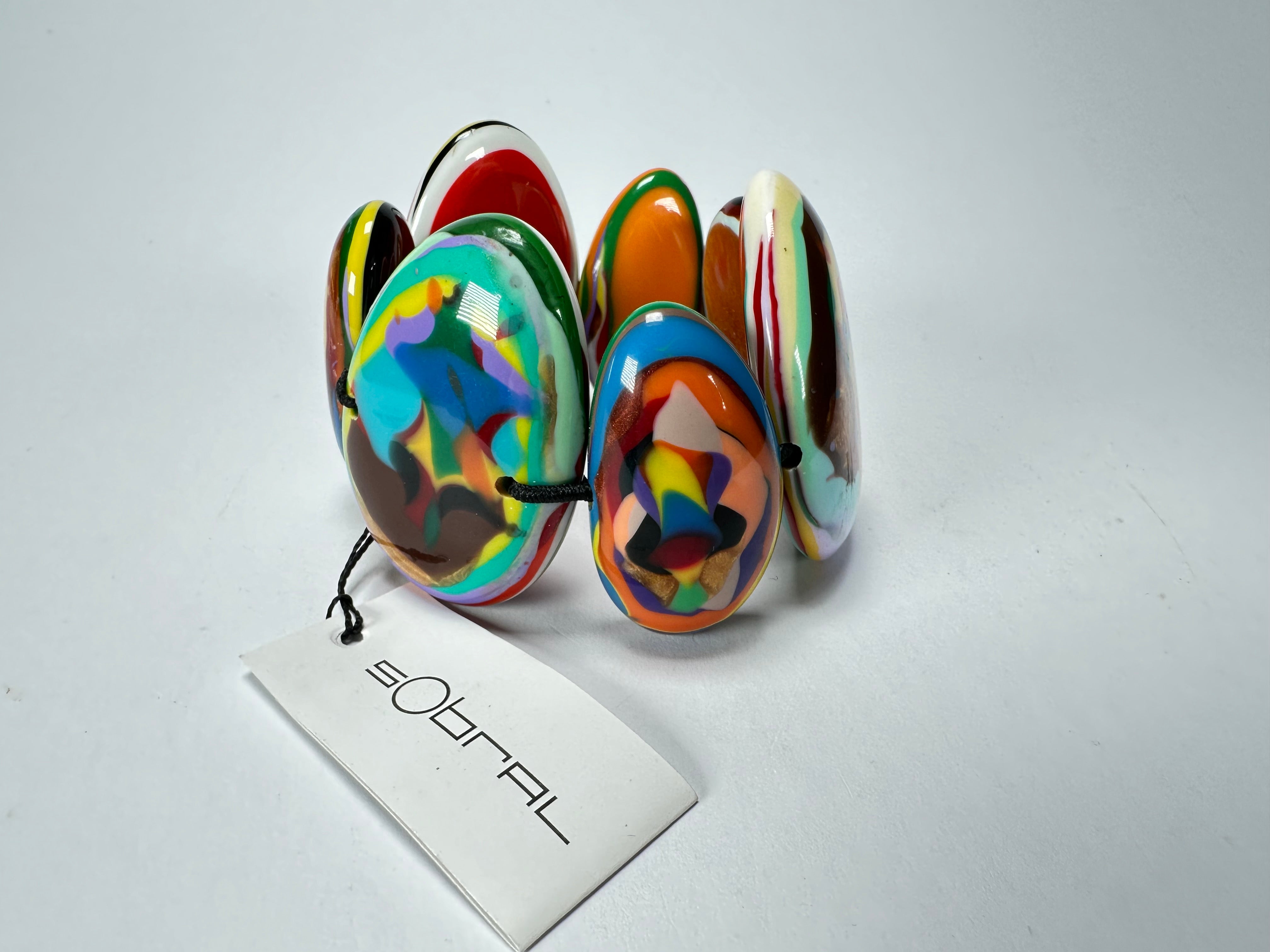 Sobral - Multi-Colour "Wassily" Elasticated Resin Bracelet ( 003716 )