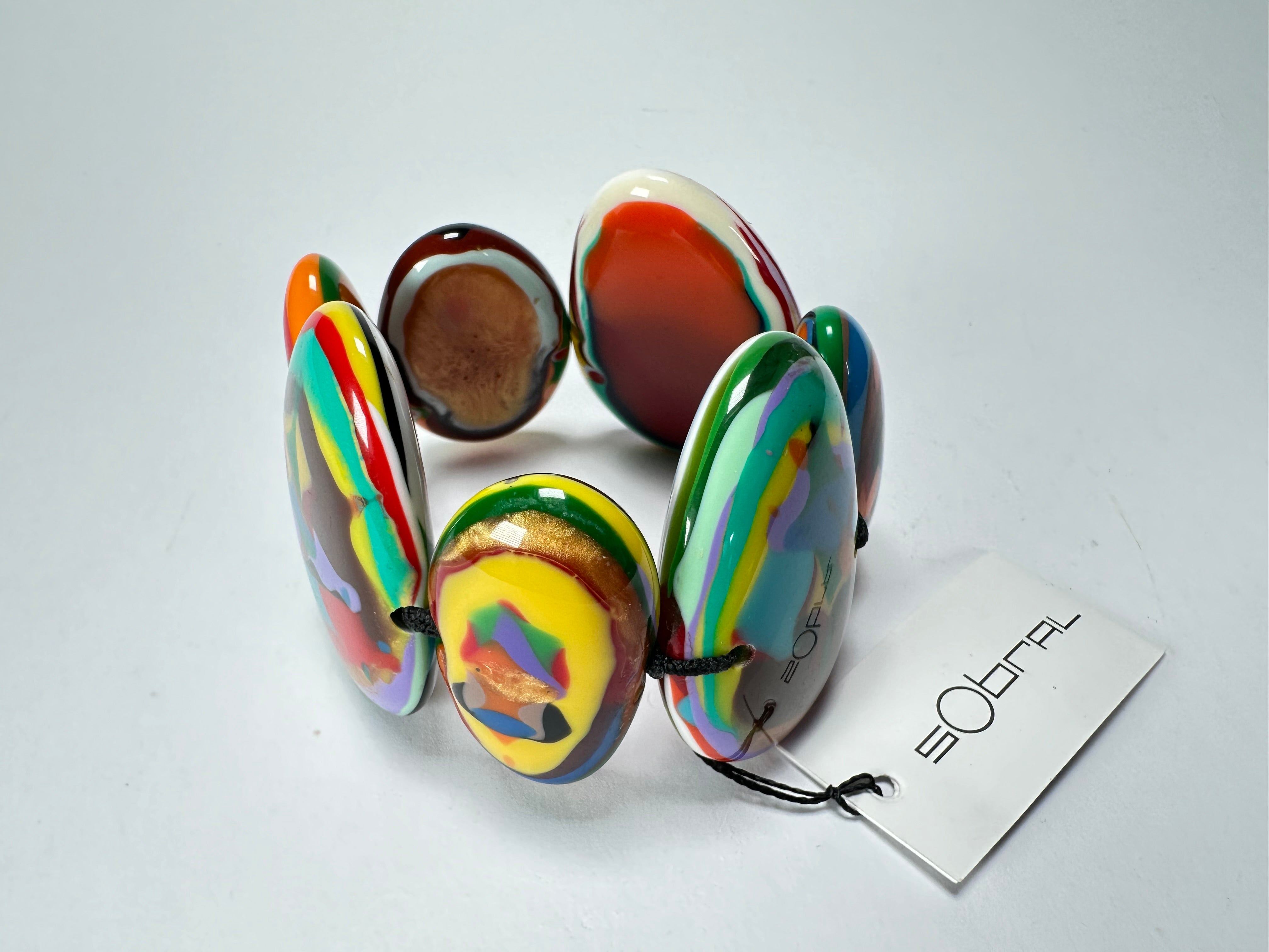 Sobral - Multi-Colour "Wassily" Elasticated Resin Bracelet ( 003716 )