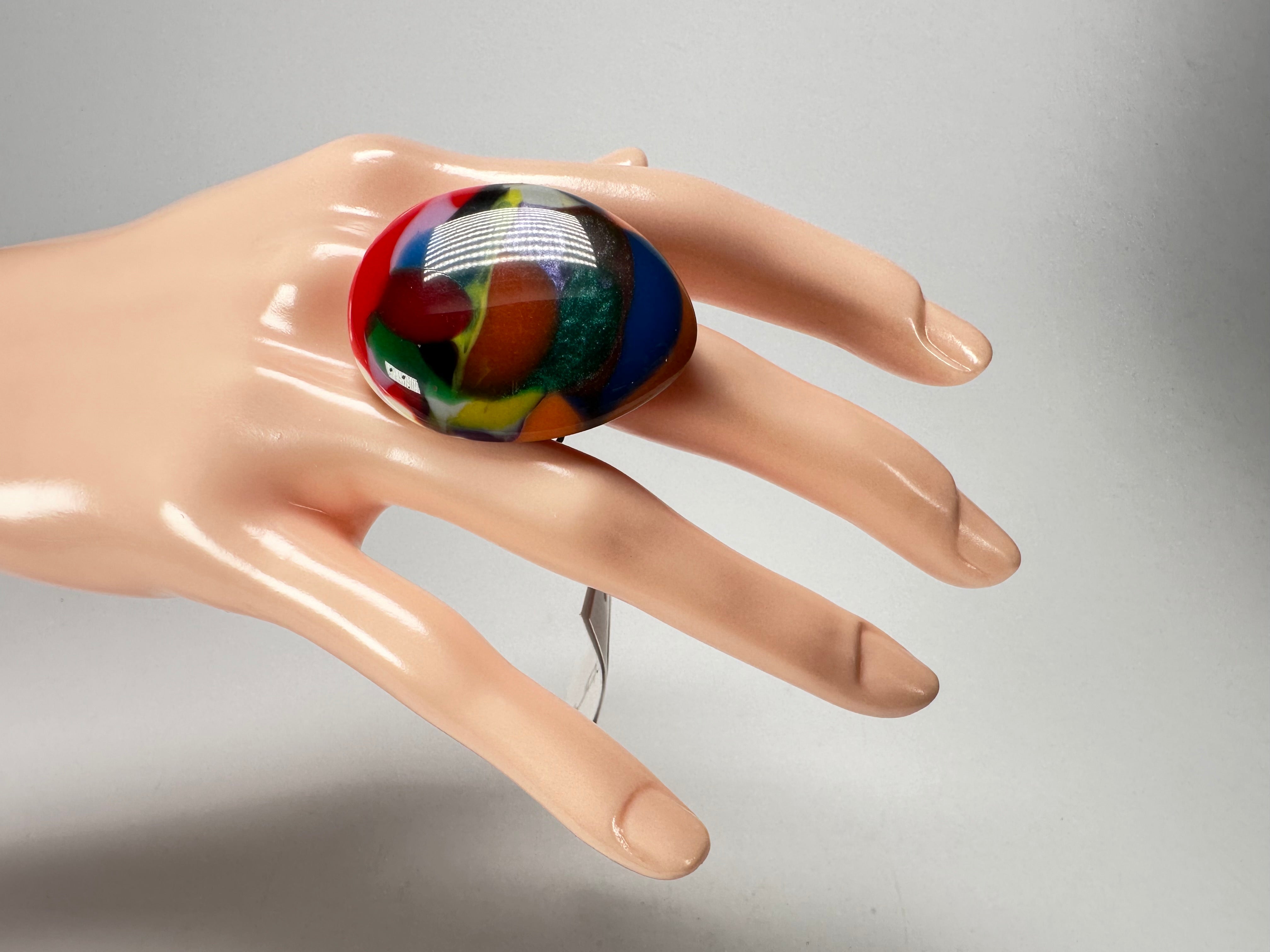 Sobral - Multi-Colour "K" Resin Ring ( 005146 ) - Size UK P / US 8