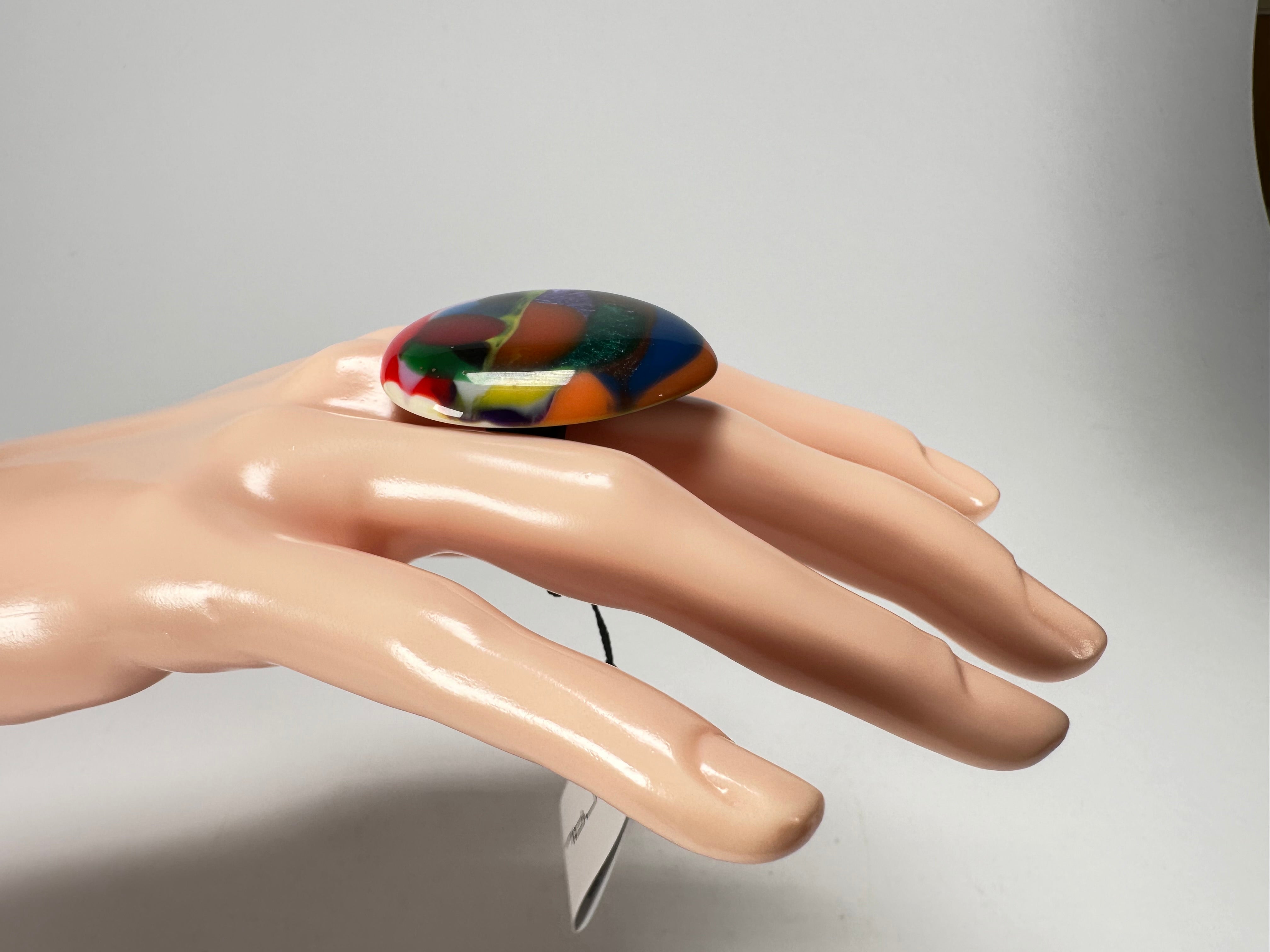 Sobral - Multi-Colour "K" Resin Ring ( 005146 ) - Size UK P / US 8