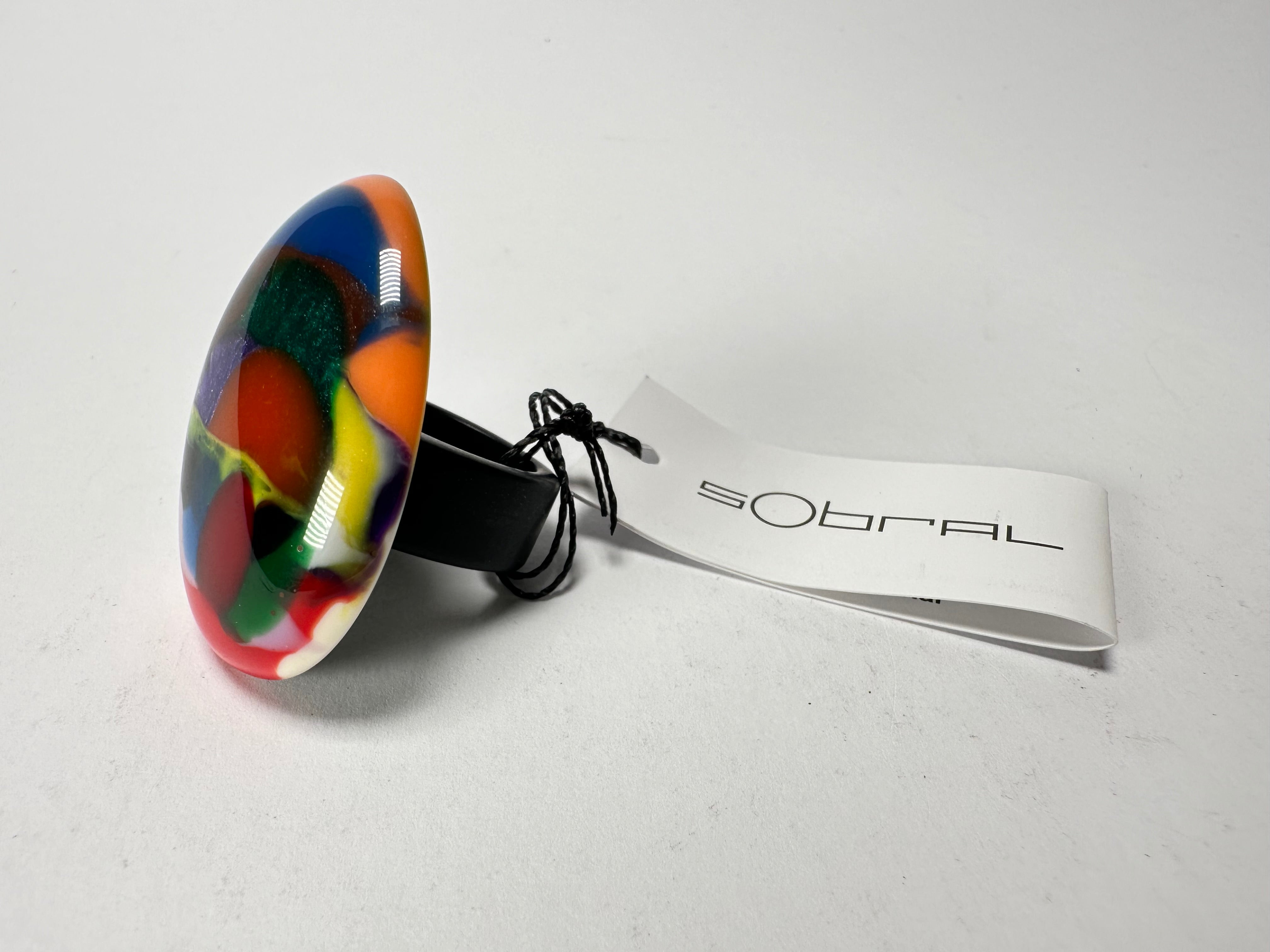 Sobral - Multi-Colour "K" Resin Ring ( 005146 ) - Size UK P / US 8