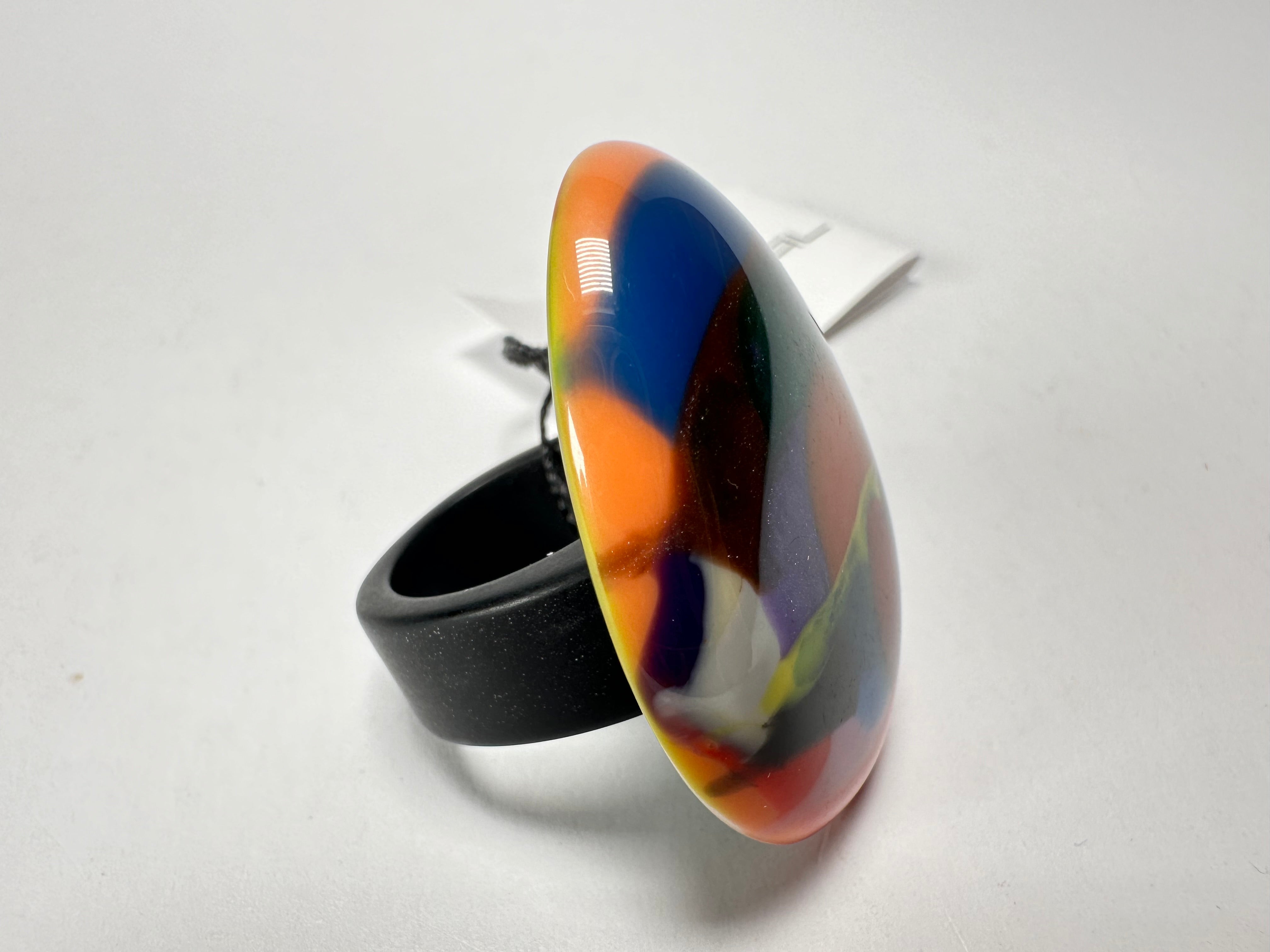 Sobral - Multi-Colour "K" Resin Ring ( 005146 ) - Size UK P / US 8