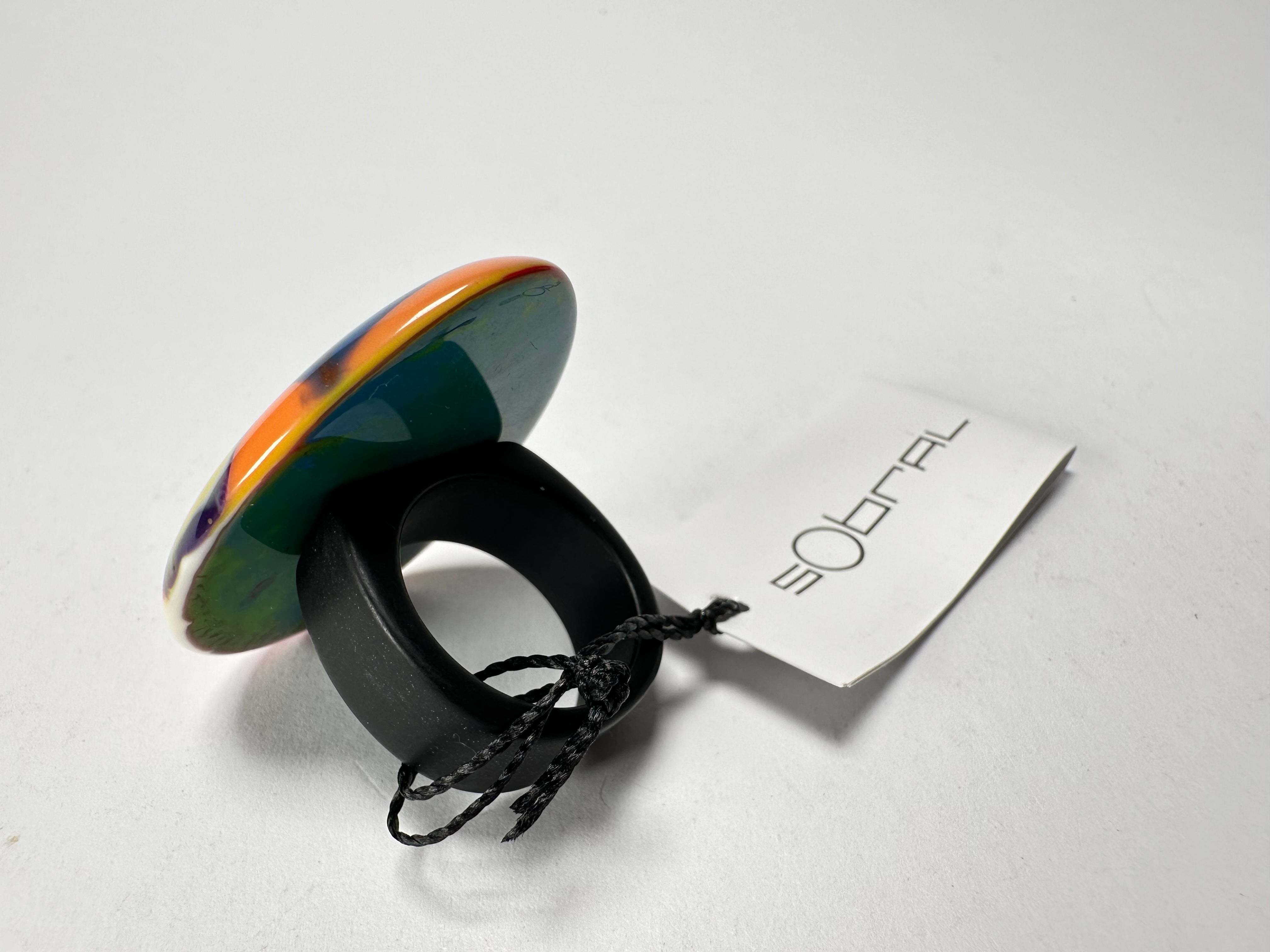 Sobral - Multi-Colour "K" Resin Ring ( 005146 ) - Size UK P / US 8