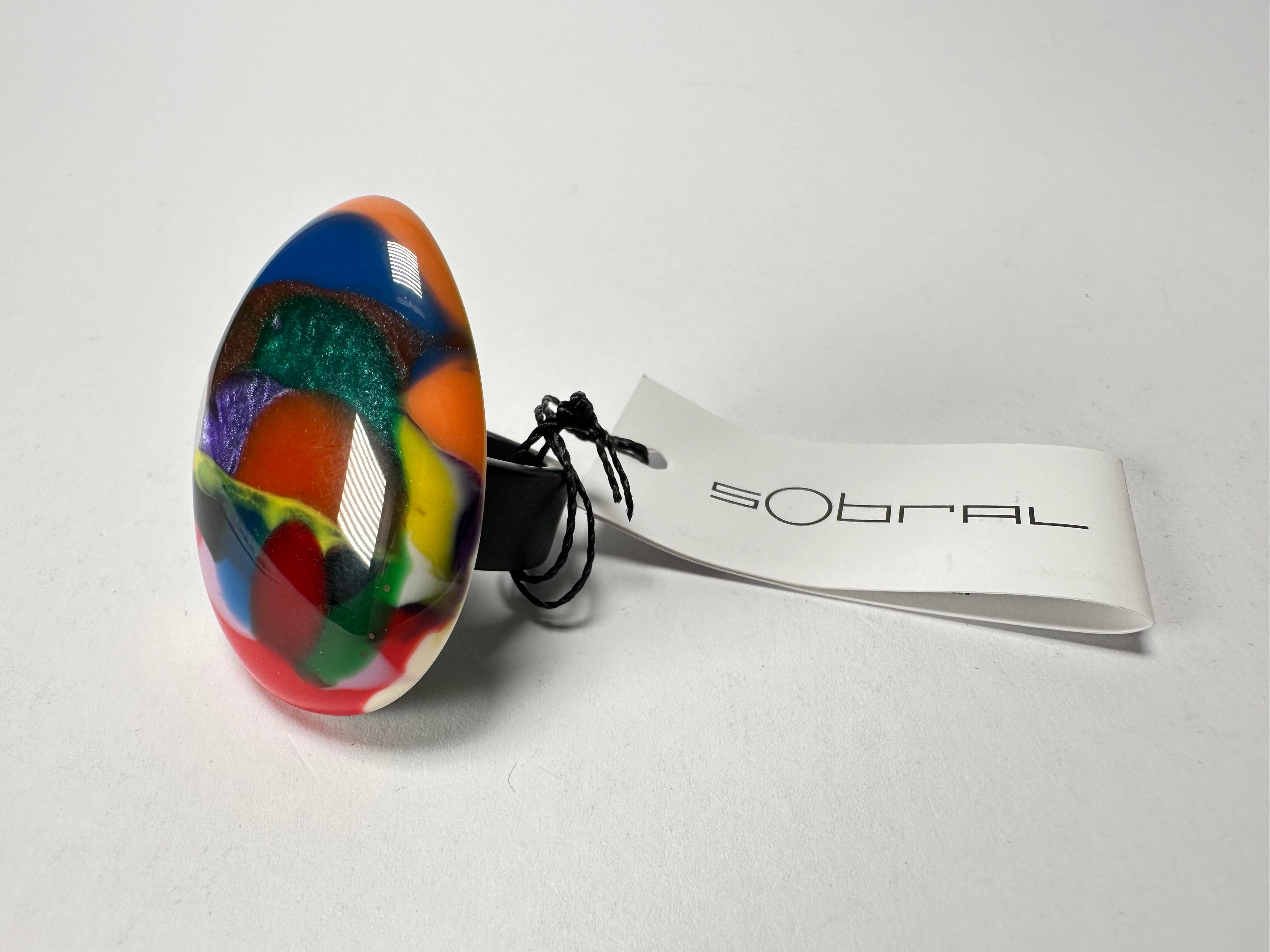 Sobral - Multi-Colour "K" Resin Ring ( 005146 ) - Size UK P / US 8