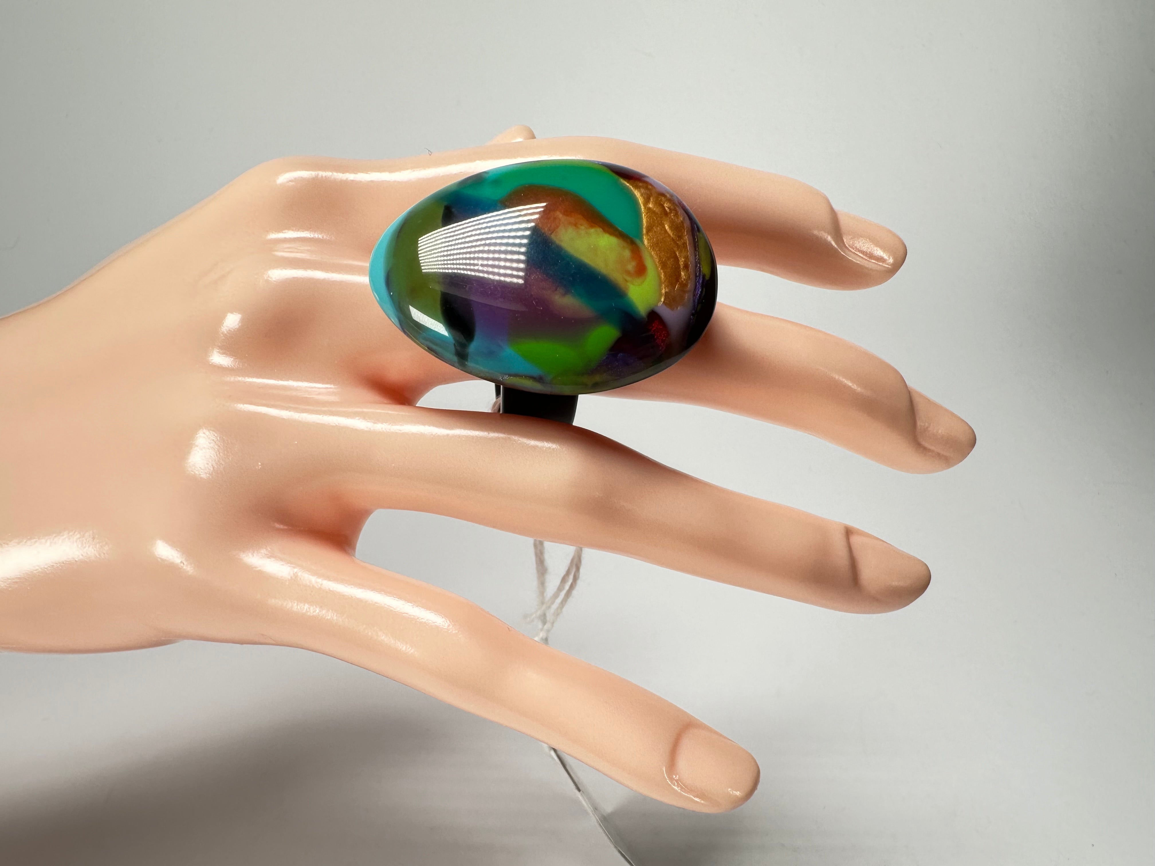 Sobral - Multi-Colour "K" Resin Ring ( 005146 ) - Size UK S / US 9