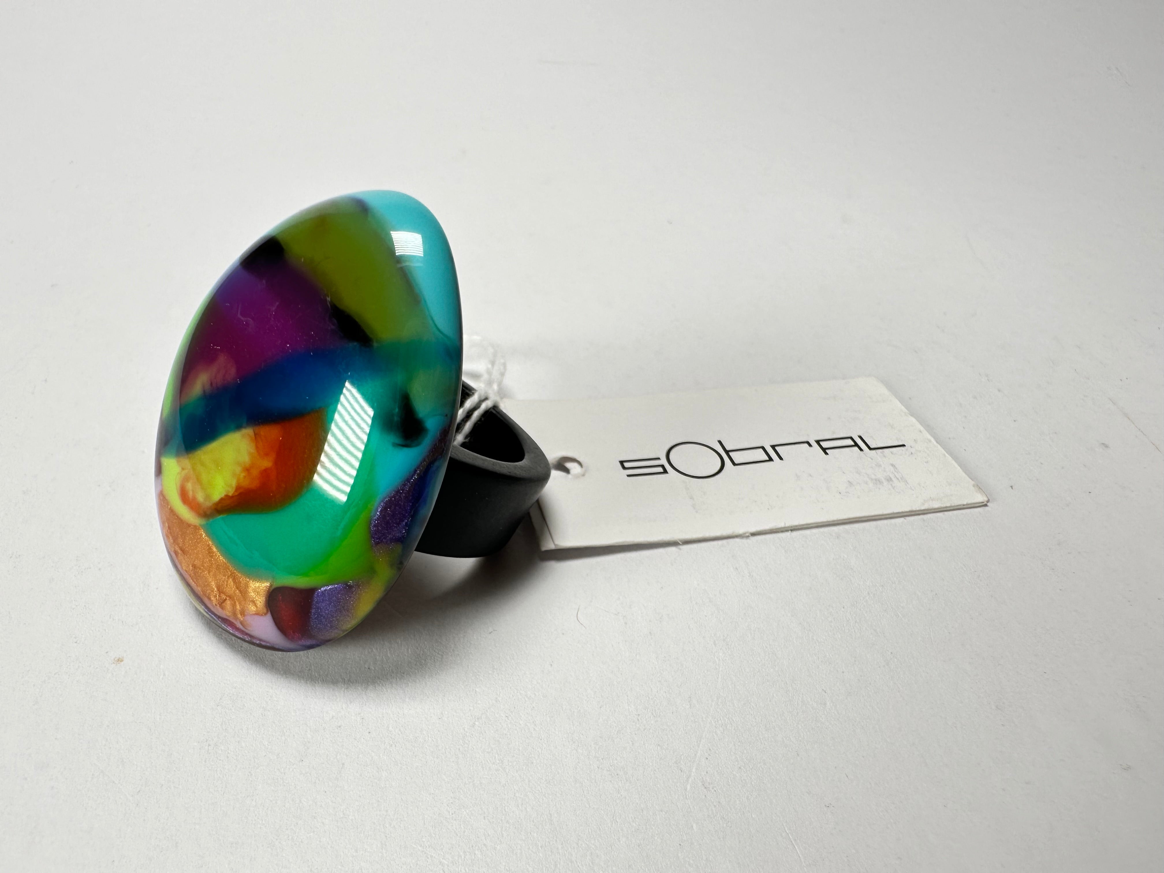 Sobral - Multi-Colour "K" Resin Ring ( 005146 ) - Size UK S / US 9