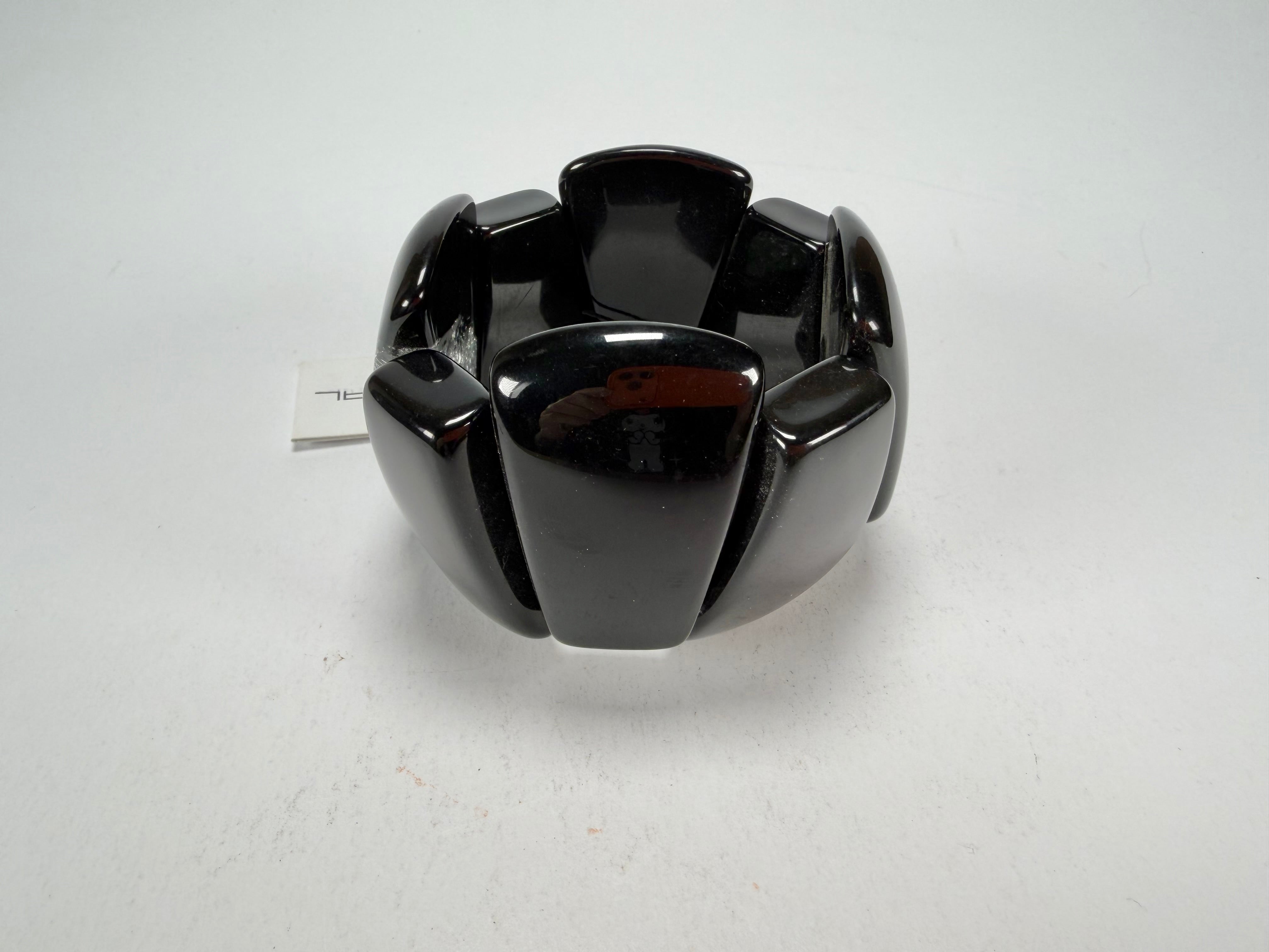 Sobral - Metalique "Rimla" Black & Silver Elasticated Resin Bracelet ( 004498 )