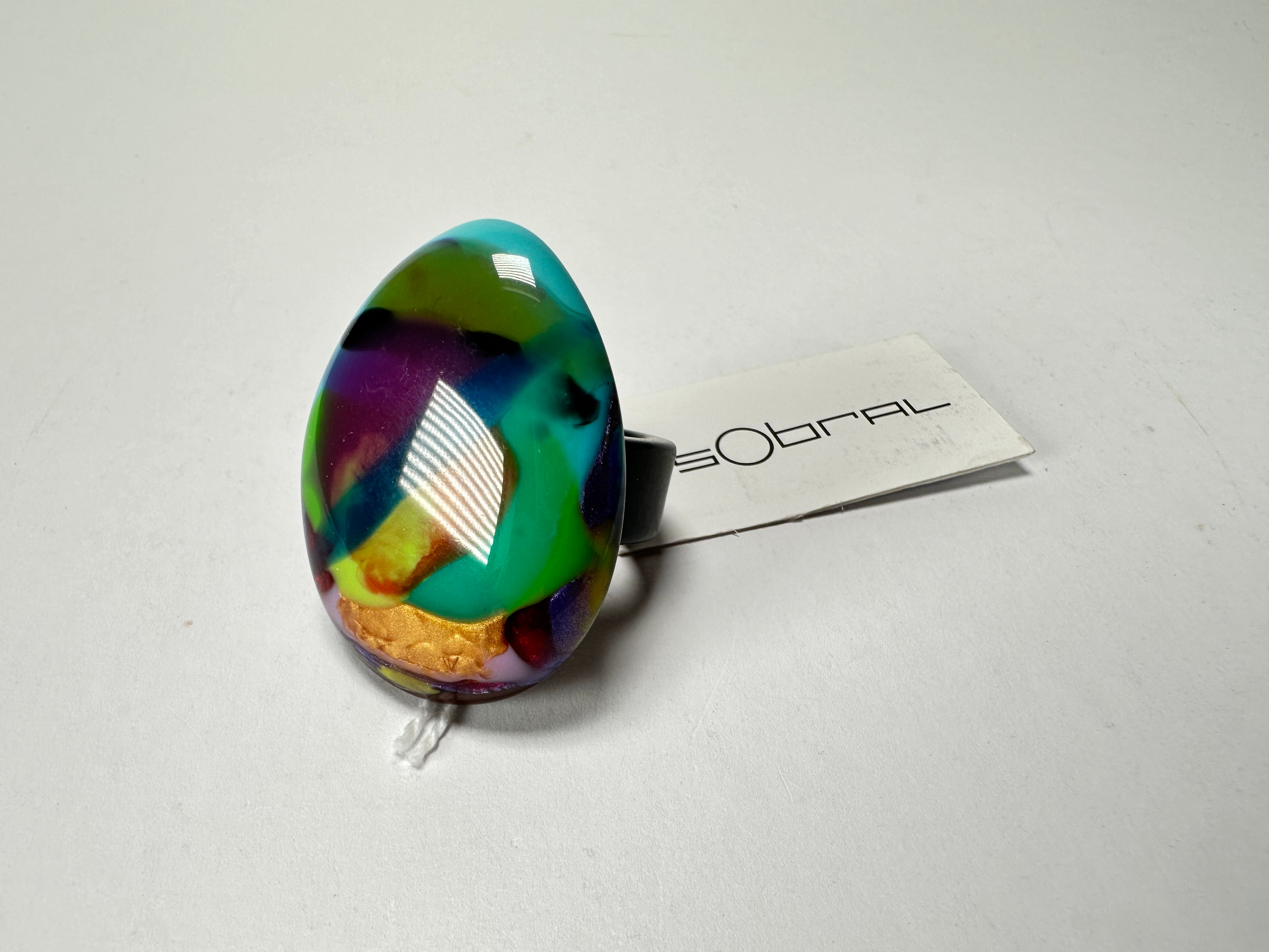 Sobral - Multi-Colour "K" Resin Ring ( 005146 ) - Size UK S / US 9