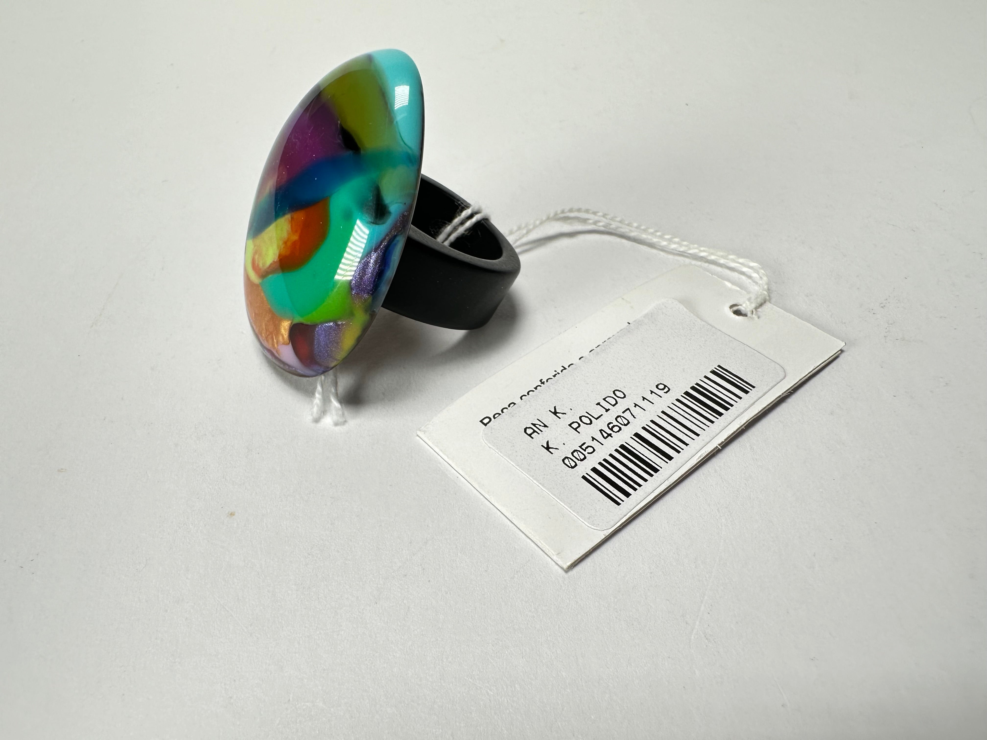 Sobral - Multi-Colour "K" Resin Ring ( 005146 ) - Size UK S / US 9