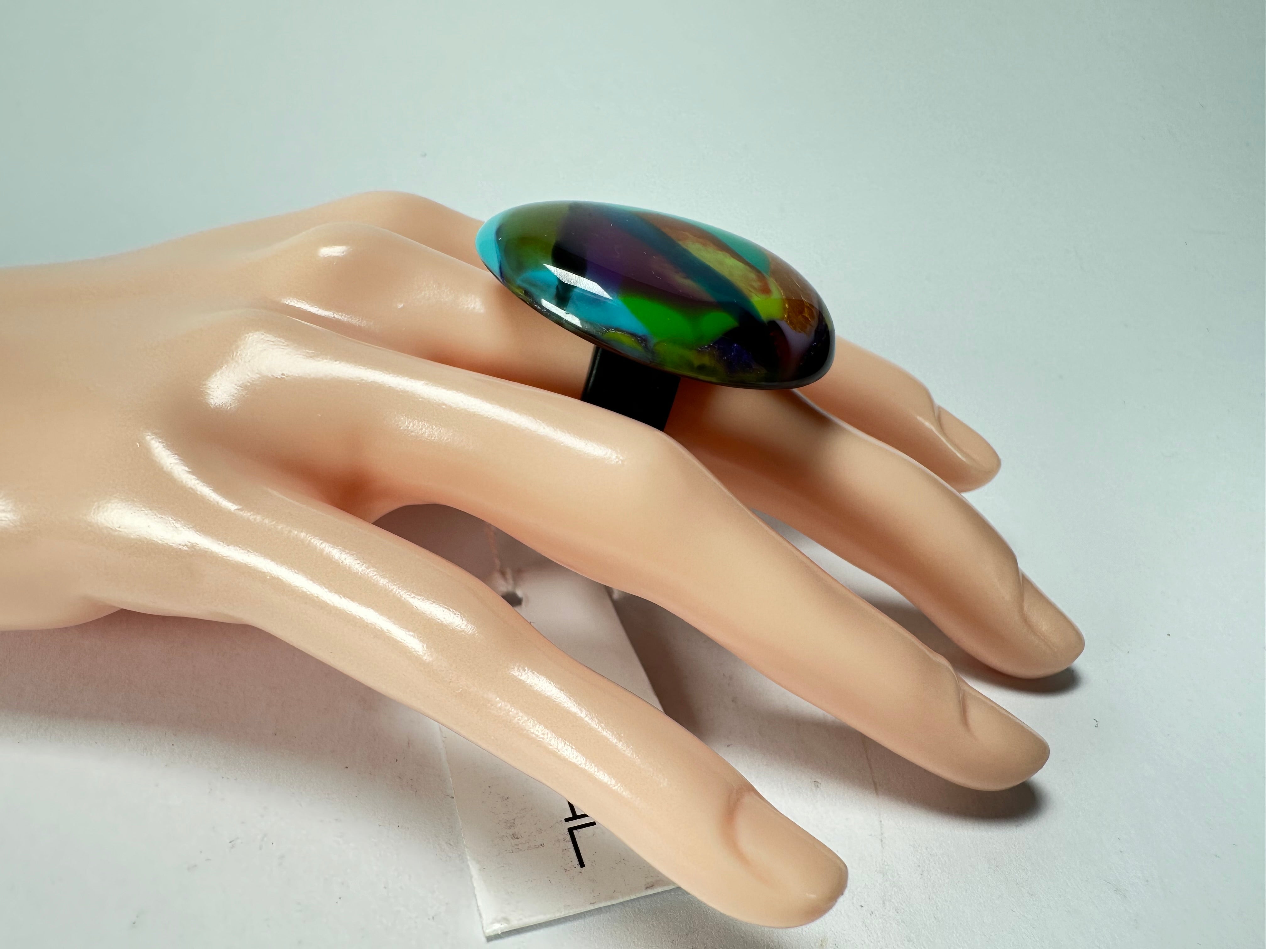 Sobral - Multi-Colour "K" Resin Ring ( 005146 ) - Size UK S / US 9