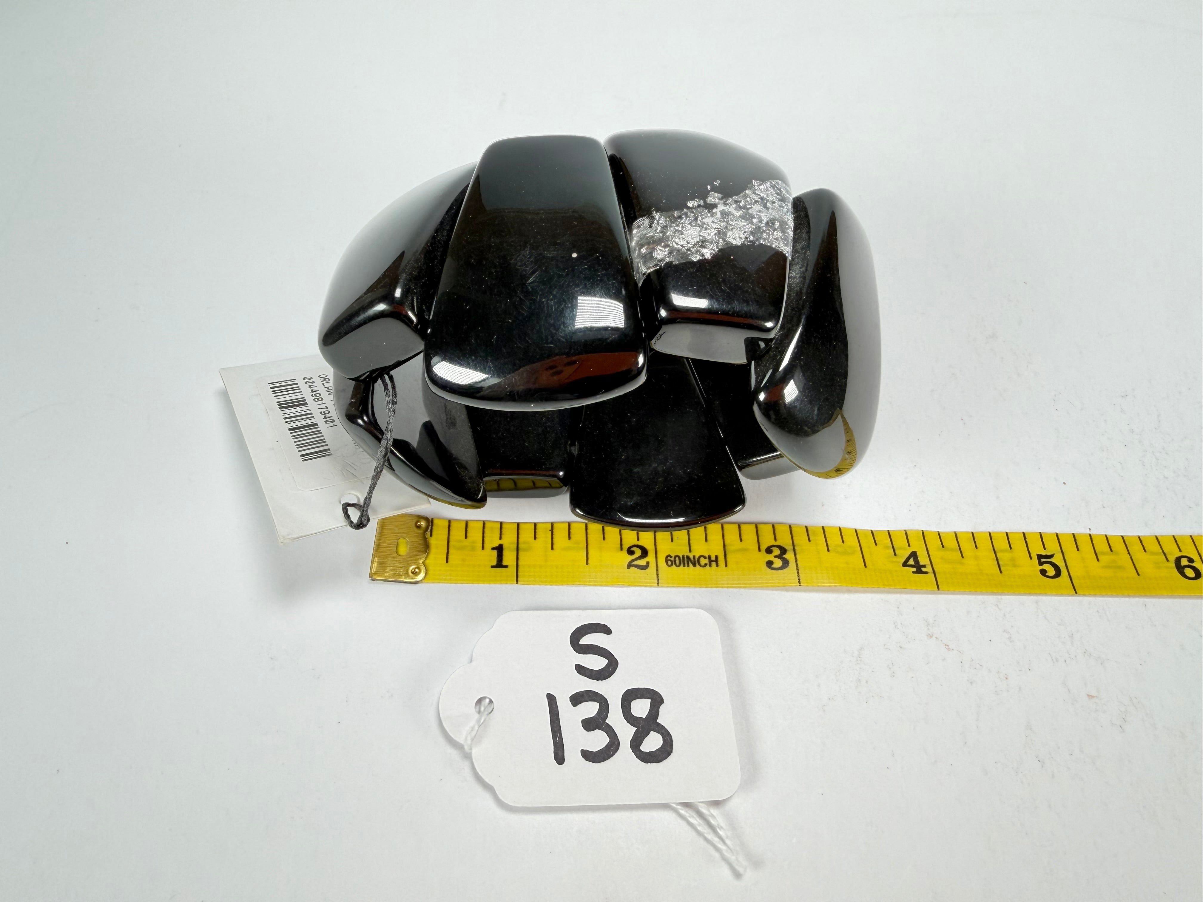 Sobral - Metalique "Rimla" Black & Silver Elasticated Resin Bracelet ( 004498 )