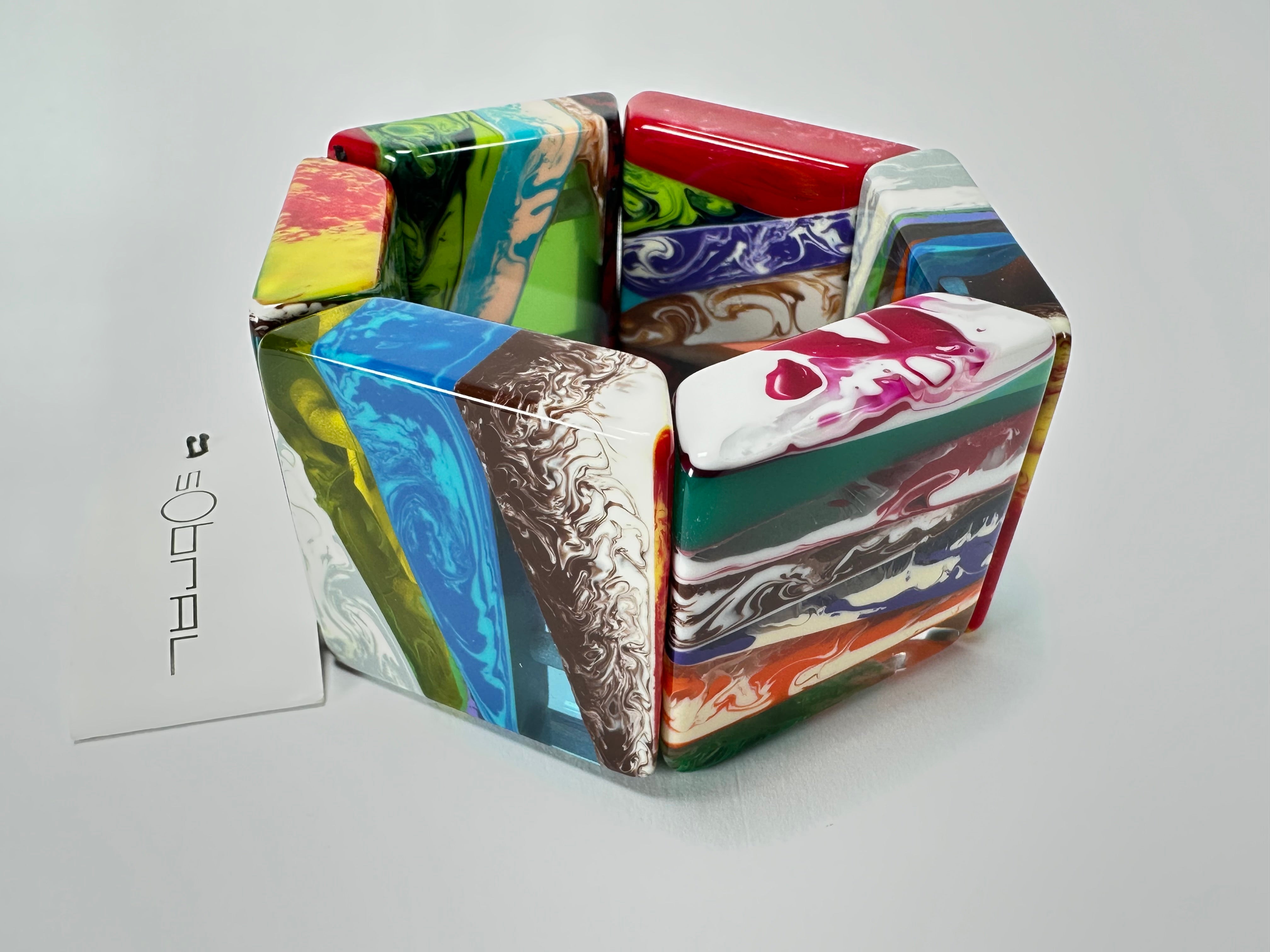 Sobral - Multi-Colour "Mery Onda" Elasticated Resin Bracelet ( 004575 )