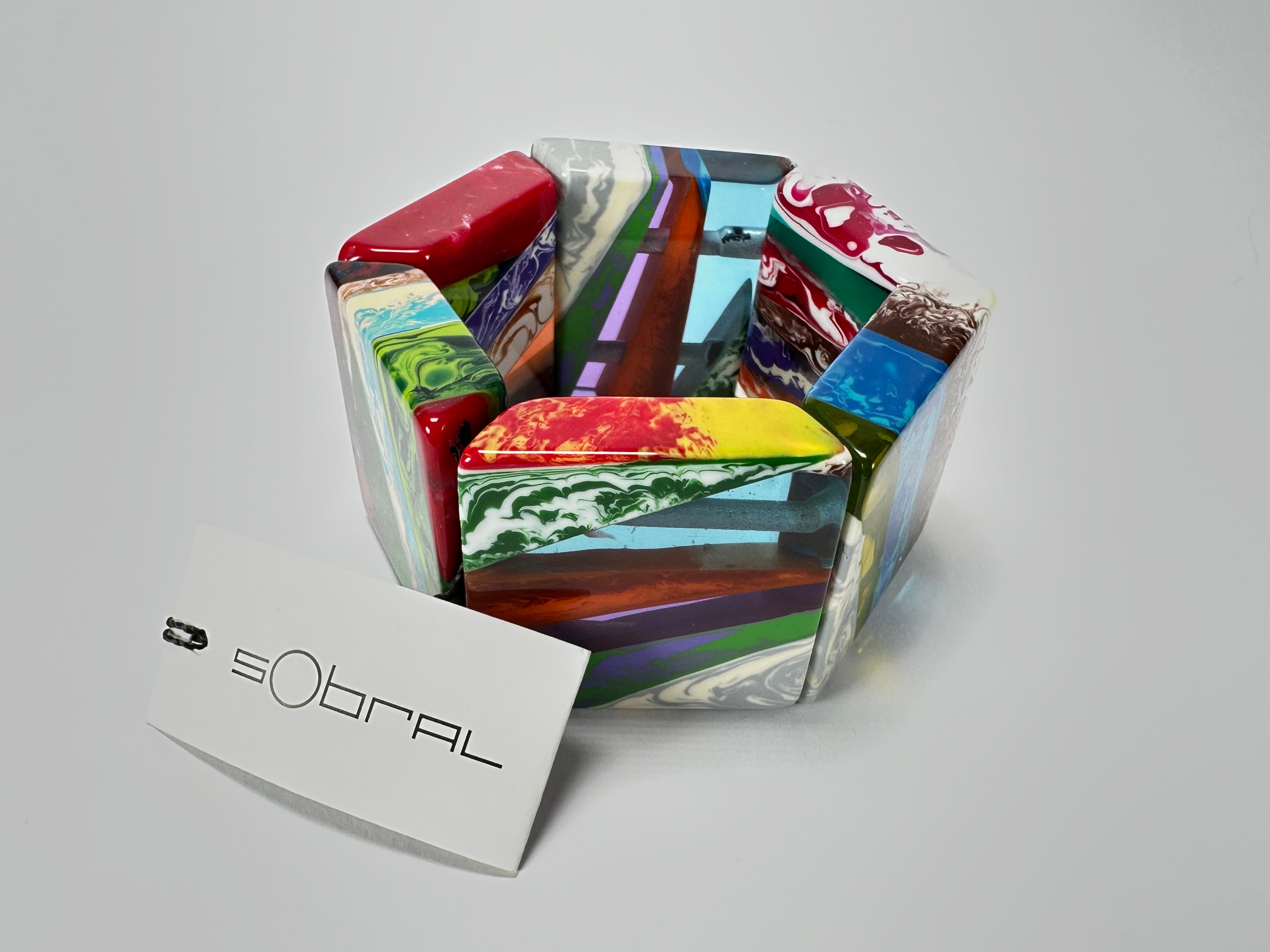 Sobral - Multi-Colour "Mery Onda" Elasticated Resin Bracelet ( 004575 )