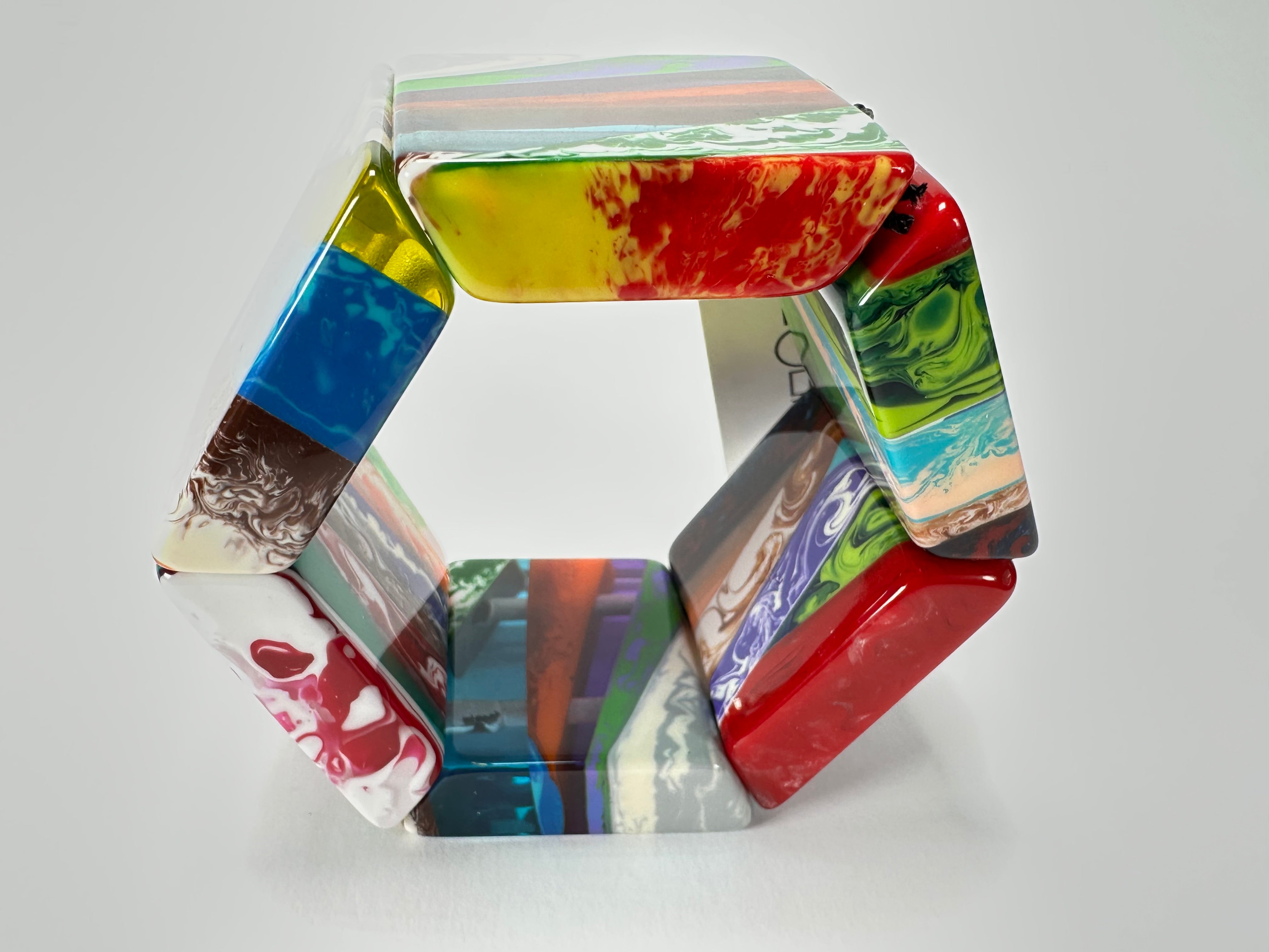 Sobral - Multi-Colour "Mery Onda" Elasticated Resin Bracelet ( 004575 )
