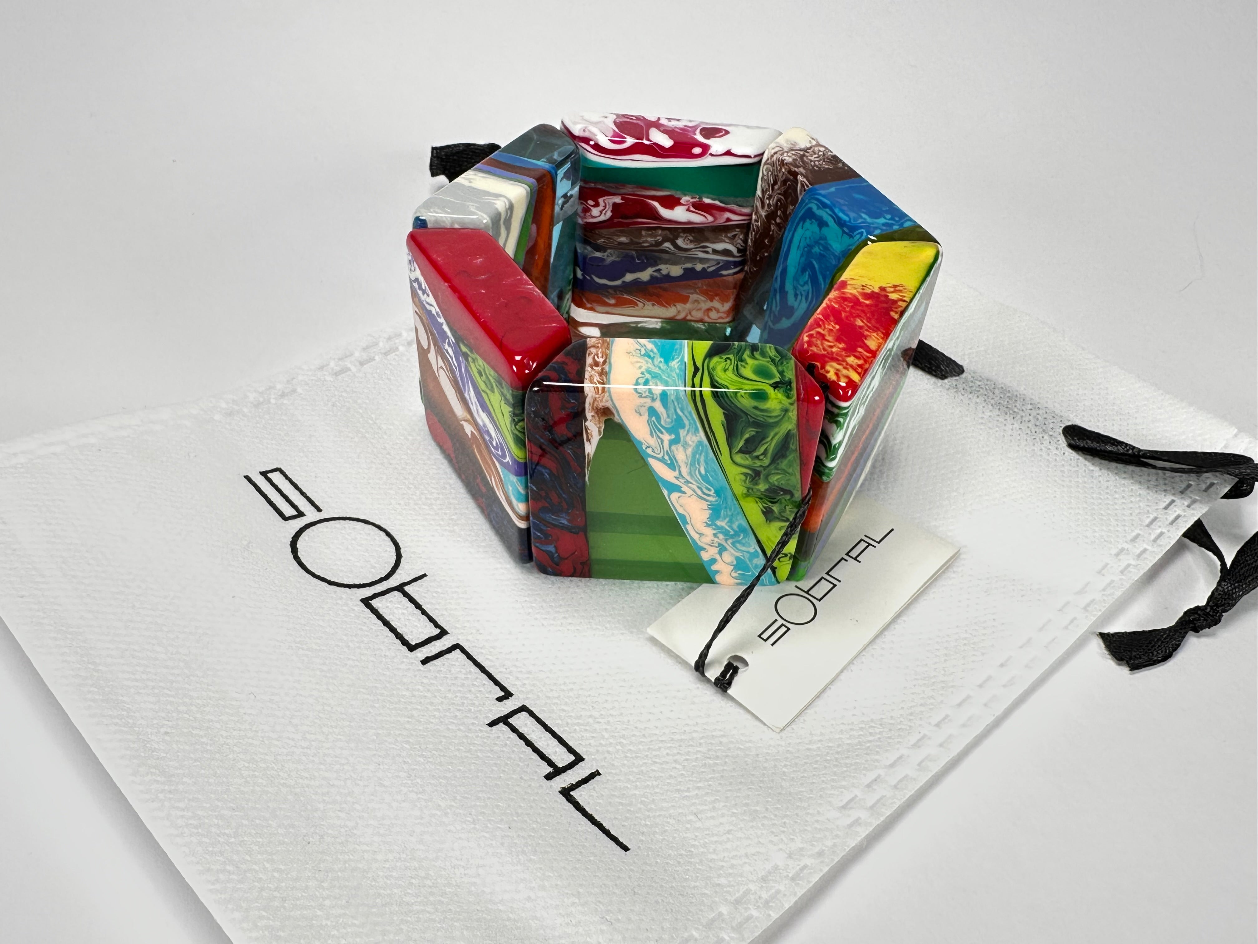 Sobral - Multi-Colour "Mery Onda" Elasticated Resin Bracelet ( 004575 )