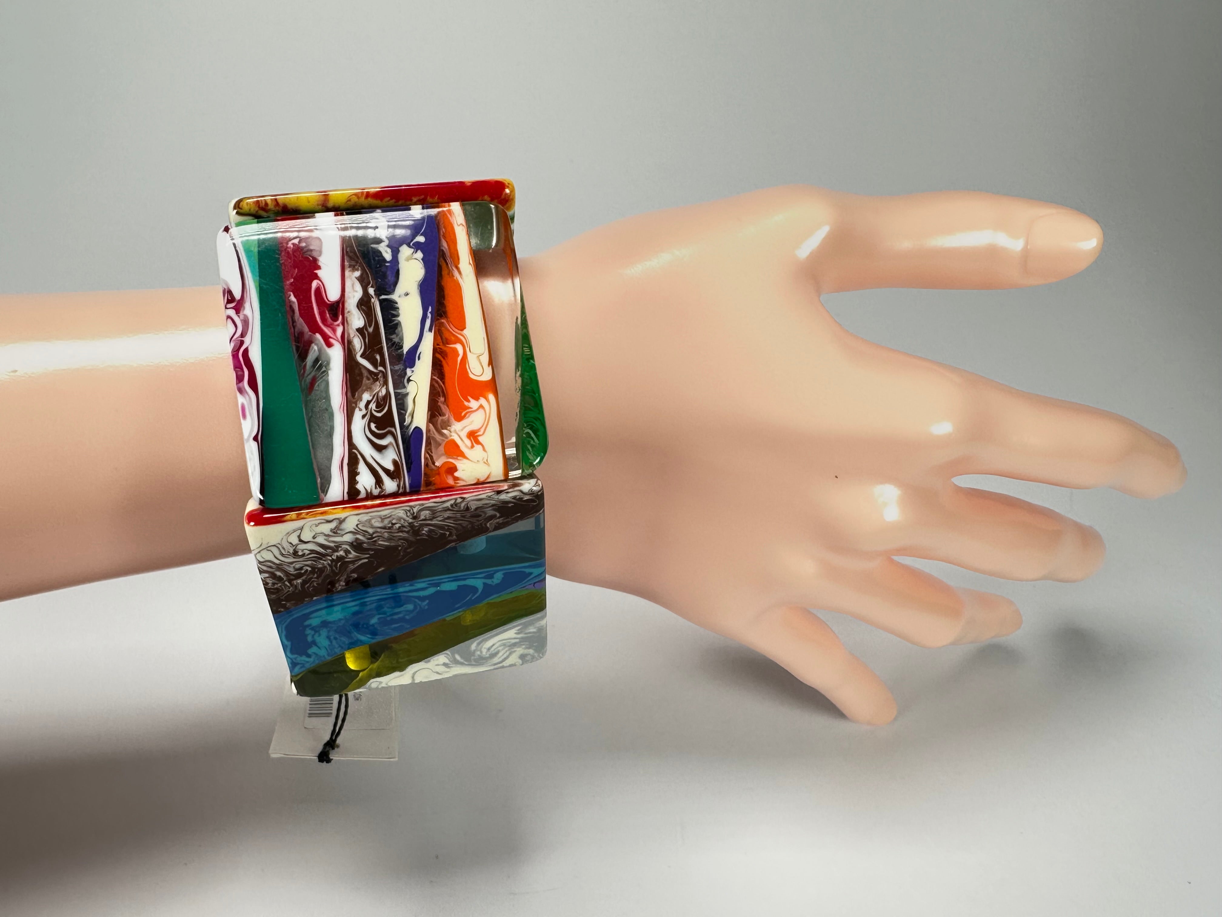 Sobral - Multi-Colour "Mery Onda" Elasticated Resin Bracelet ( 004575 )
