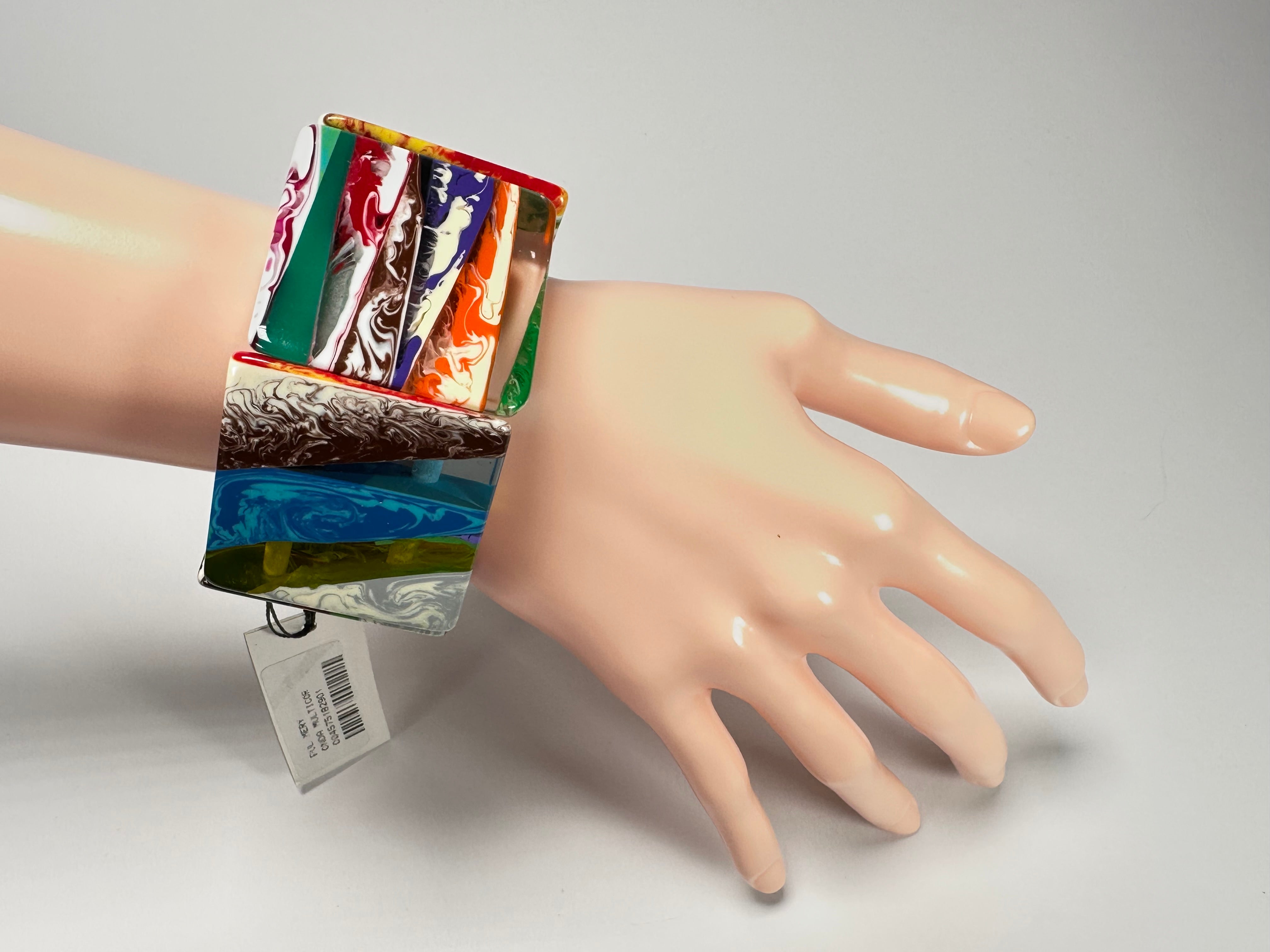 Sobral - Multi-Colour "Mery Onda" Elasticated Resin Bracelet ( 004575 )
