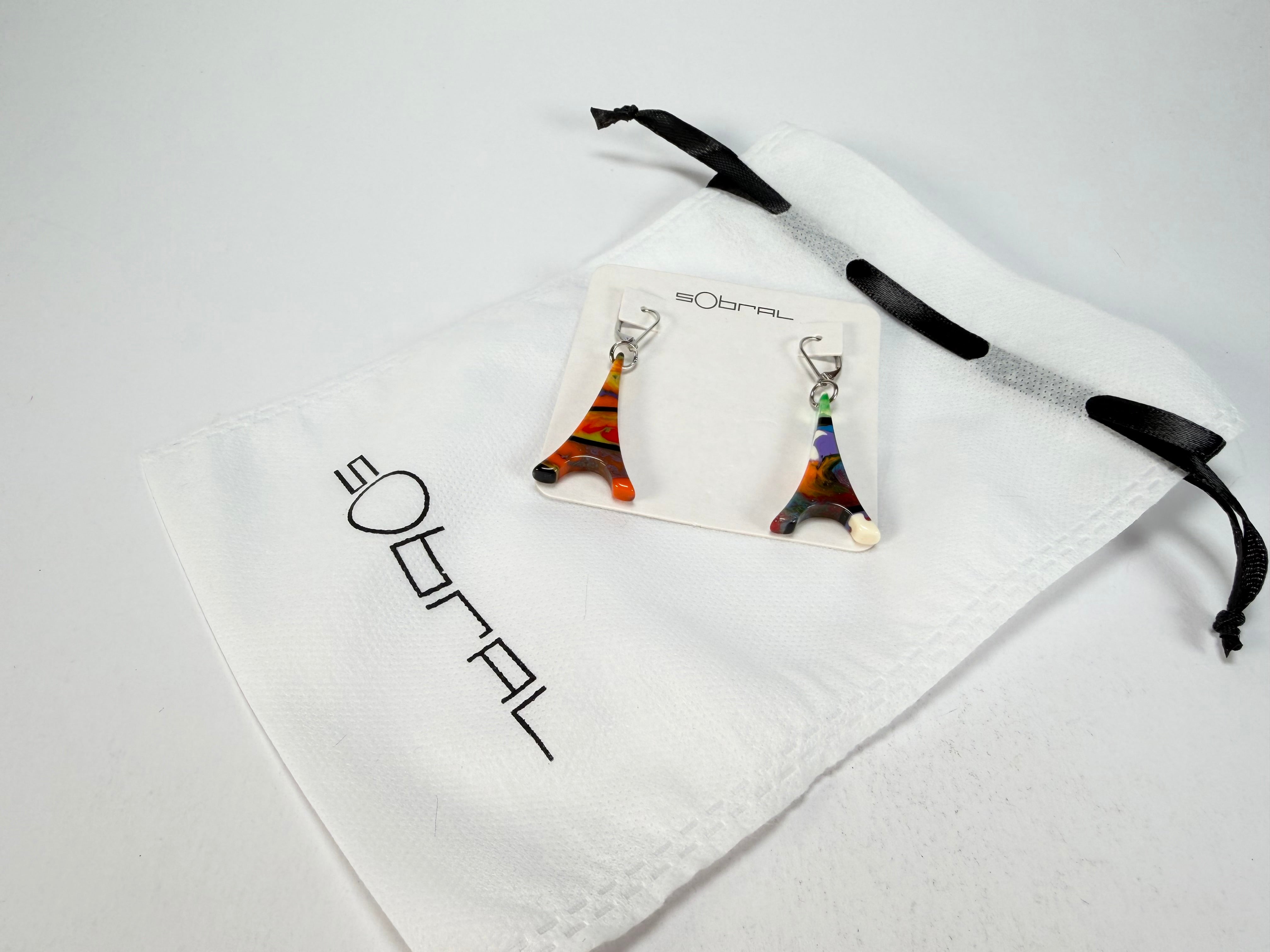 Sobral - Multi-Colour "Eiffel Tower" Pollock Resin Earrings ( 001750 )
