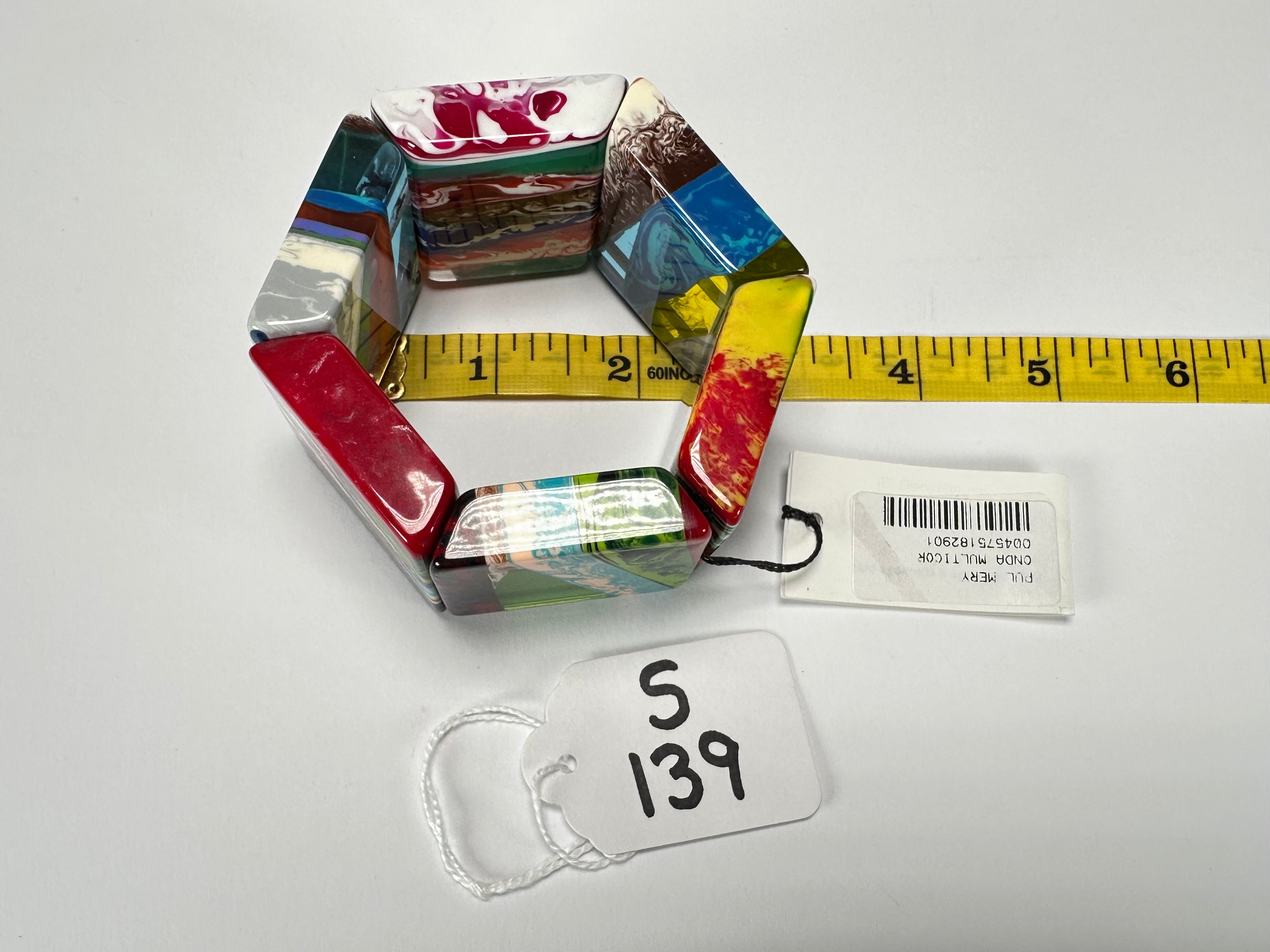 Sobral - Multi-Colour "Mery Onda" Elasticated Resin Bracelet ( 004575 )