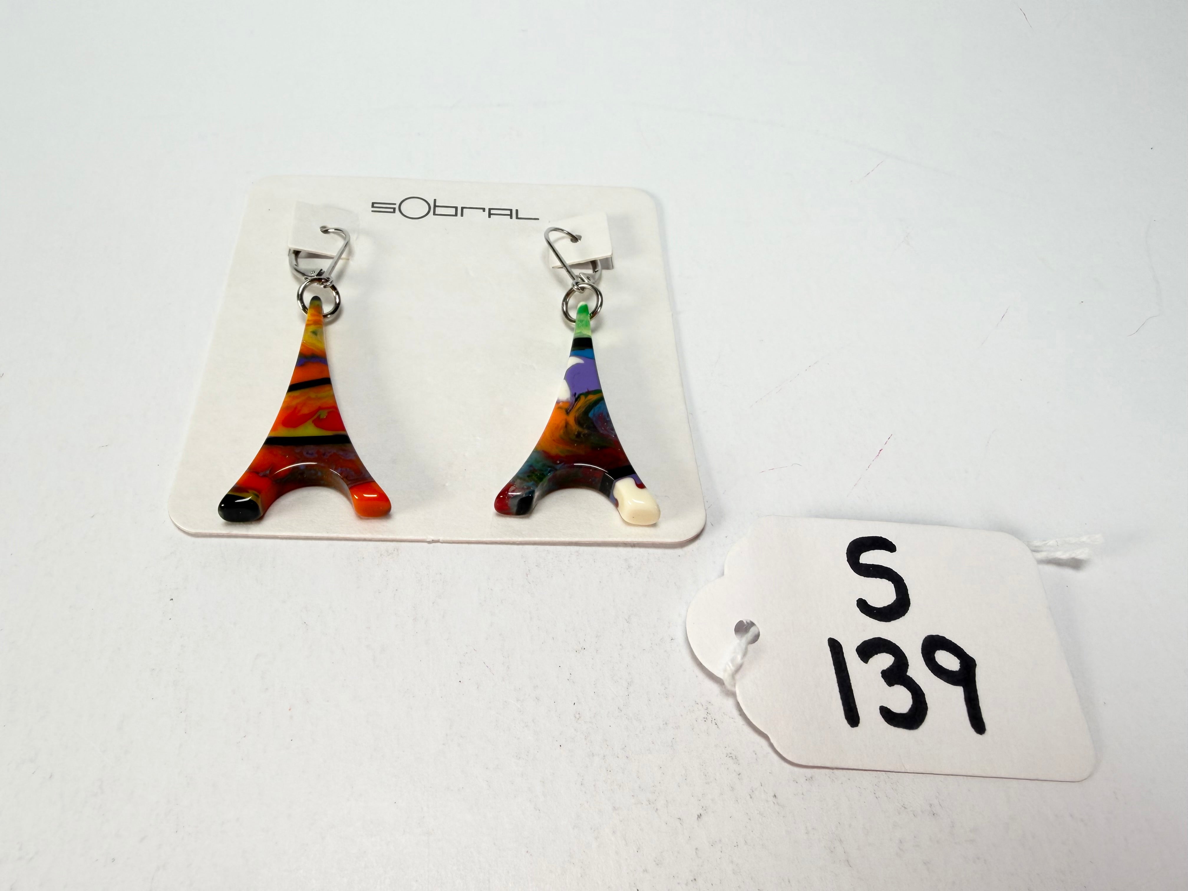 Sobral - Multi-Colour "Eiffel Tower" Pollock Resin Earrings ( 001750 )
