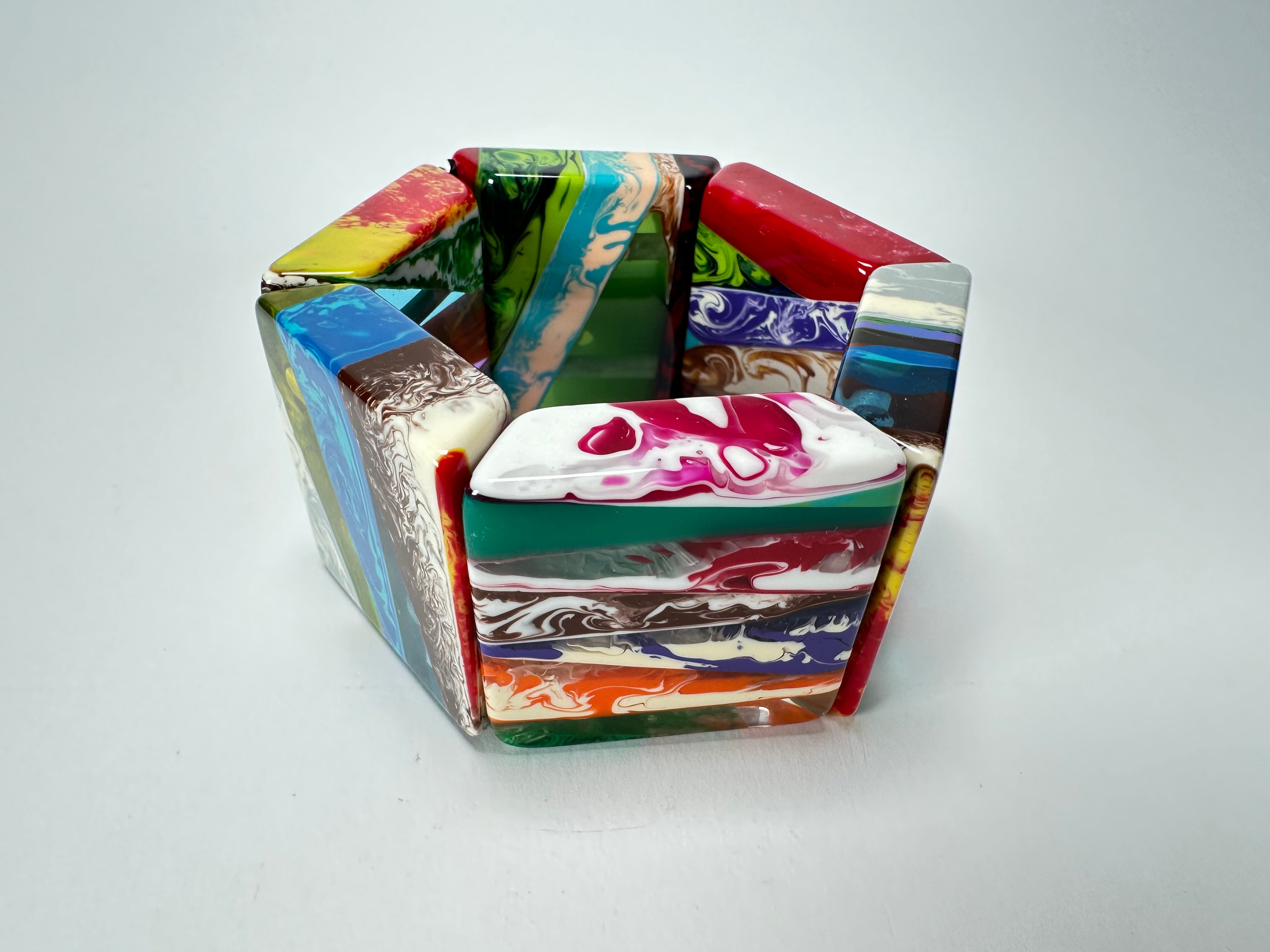 Sobral - Multi-Colour "Mery Onda" Elasticated Resin Bracelet ( 004575 )