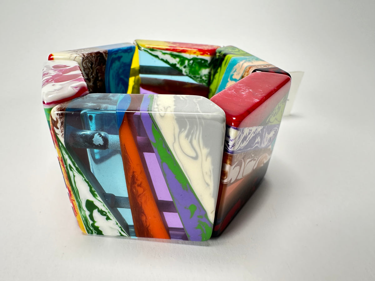 Sobral - Multi-Colour "Mery Onda" Elasticated Resin Bracelet ( 004575 )