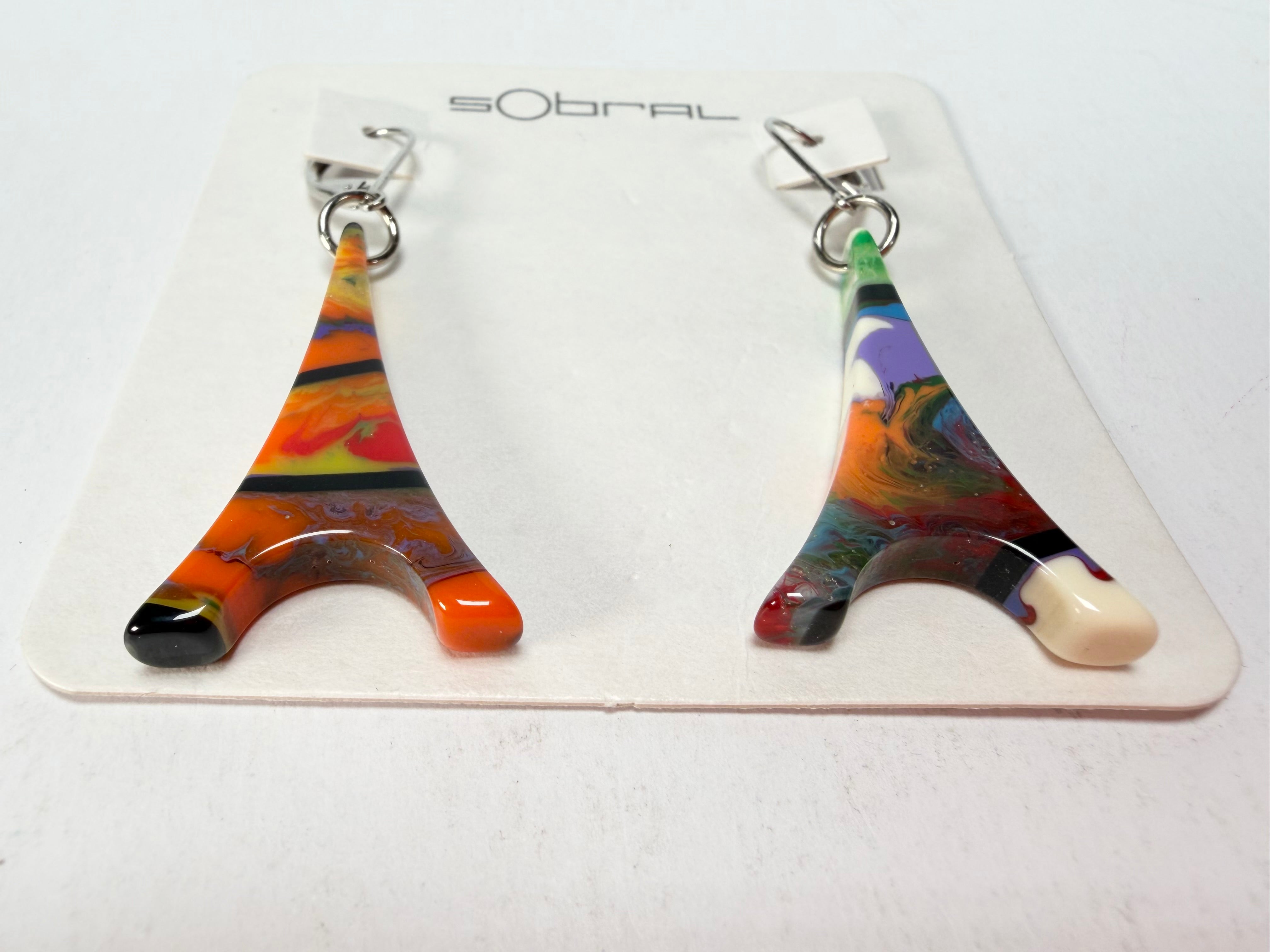 Sobral - Multi-Colour "Eiffel Tower" Pollock Resin Earrings ( 001750 )
