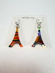 Sobral - Multi-Colour "Eiffel Tower" Pollock Resin Earrings ( 001750 )