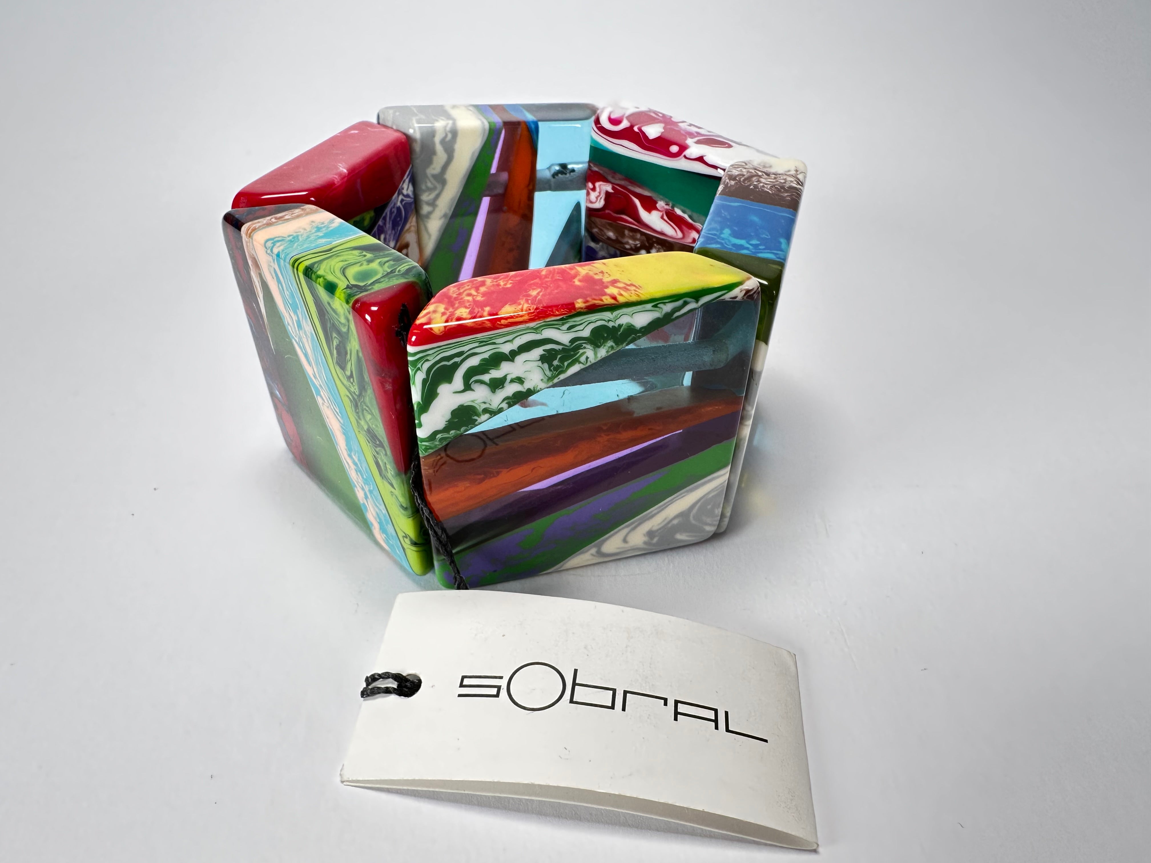 Sobral - Multi-Colour "Mery Onda" Elasticated Resin Bracelet ( 004575 )
