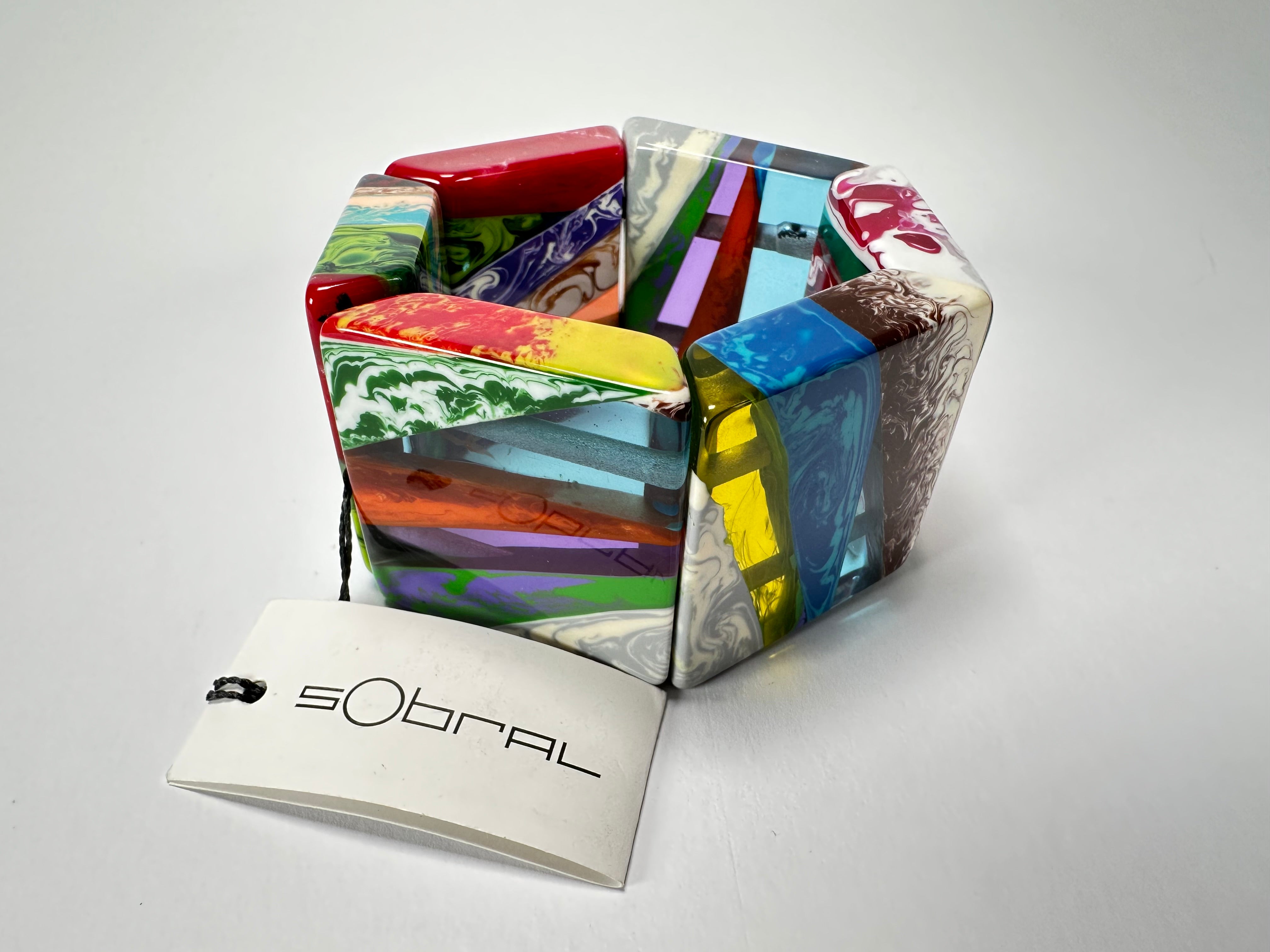 Sobral - Multi-Colour "Mery Onda" Elasticated Resin Bracelet ( 004575 )