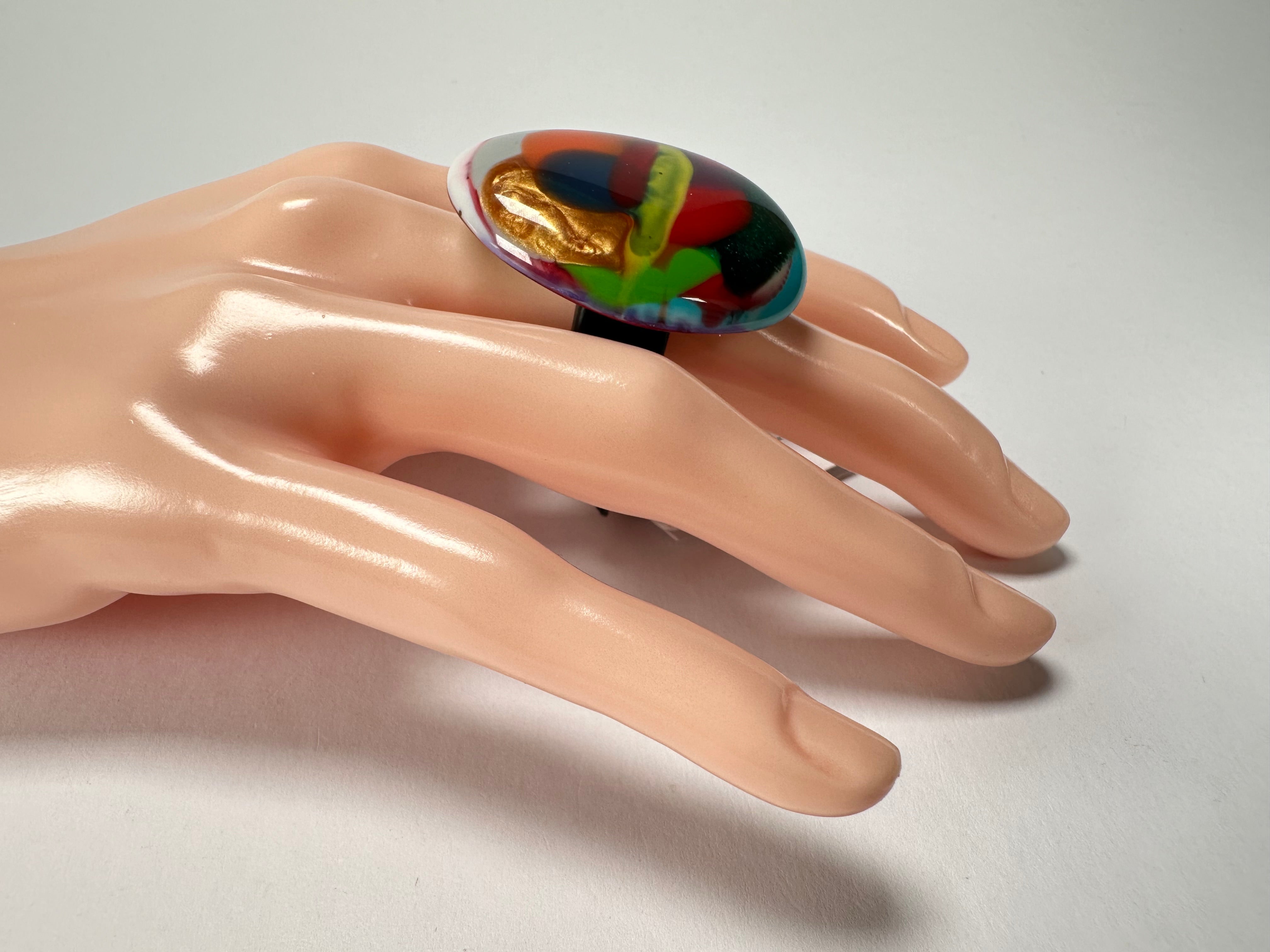 Sobral - Multi-Colour "K" Resin Ring ( 005146 ) - Size UK U / US 10