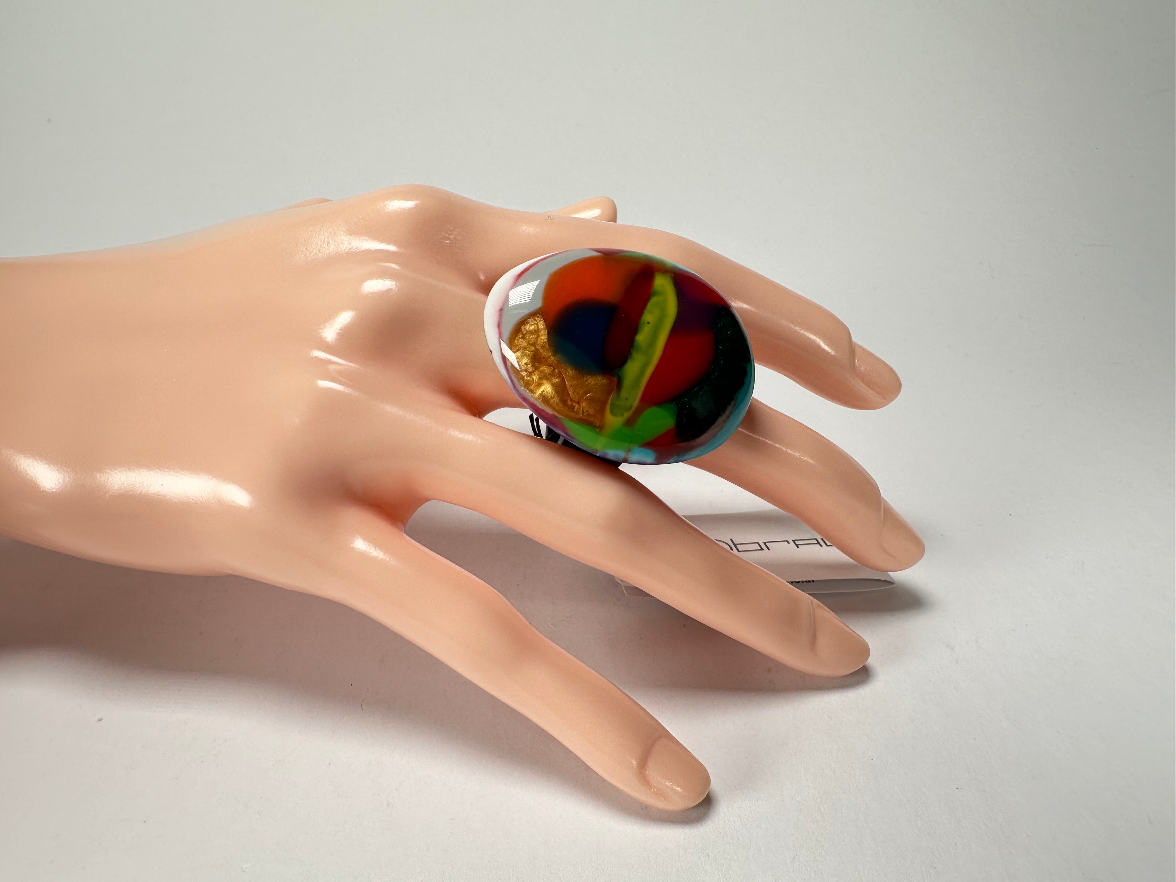 Sobral - Multi-Colour "K" Resin Ring ( 005146 ) - Size UK U / US 10