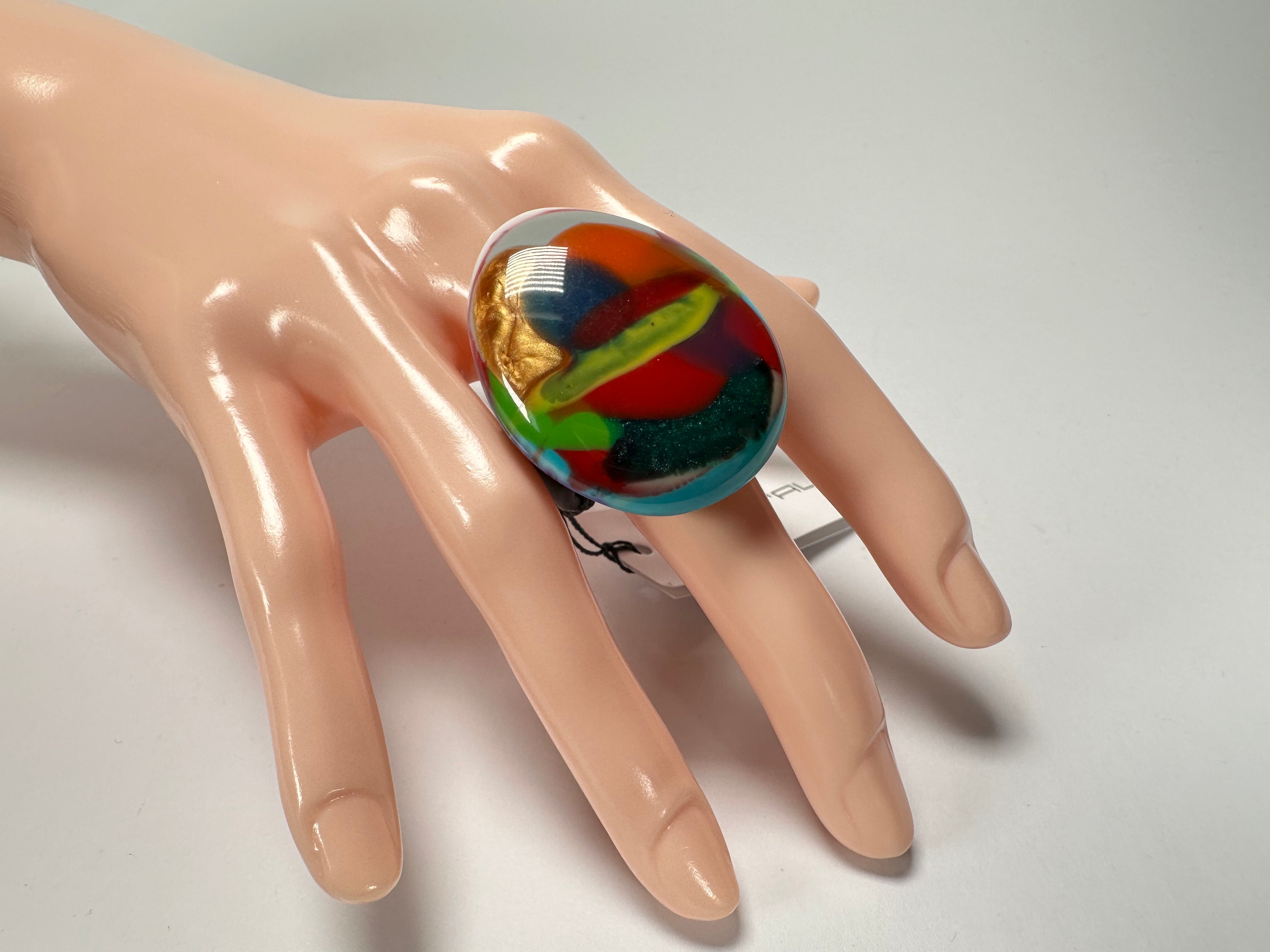 Sobral - Multi-Colour "K" Resin Ring ( 005146 ) - Size UK U / US 10