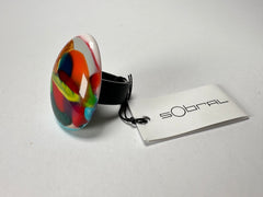 Sobral - Multi-Colour "K" Resin Ring ( 005146 ) - Size UK U / US 10