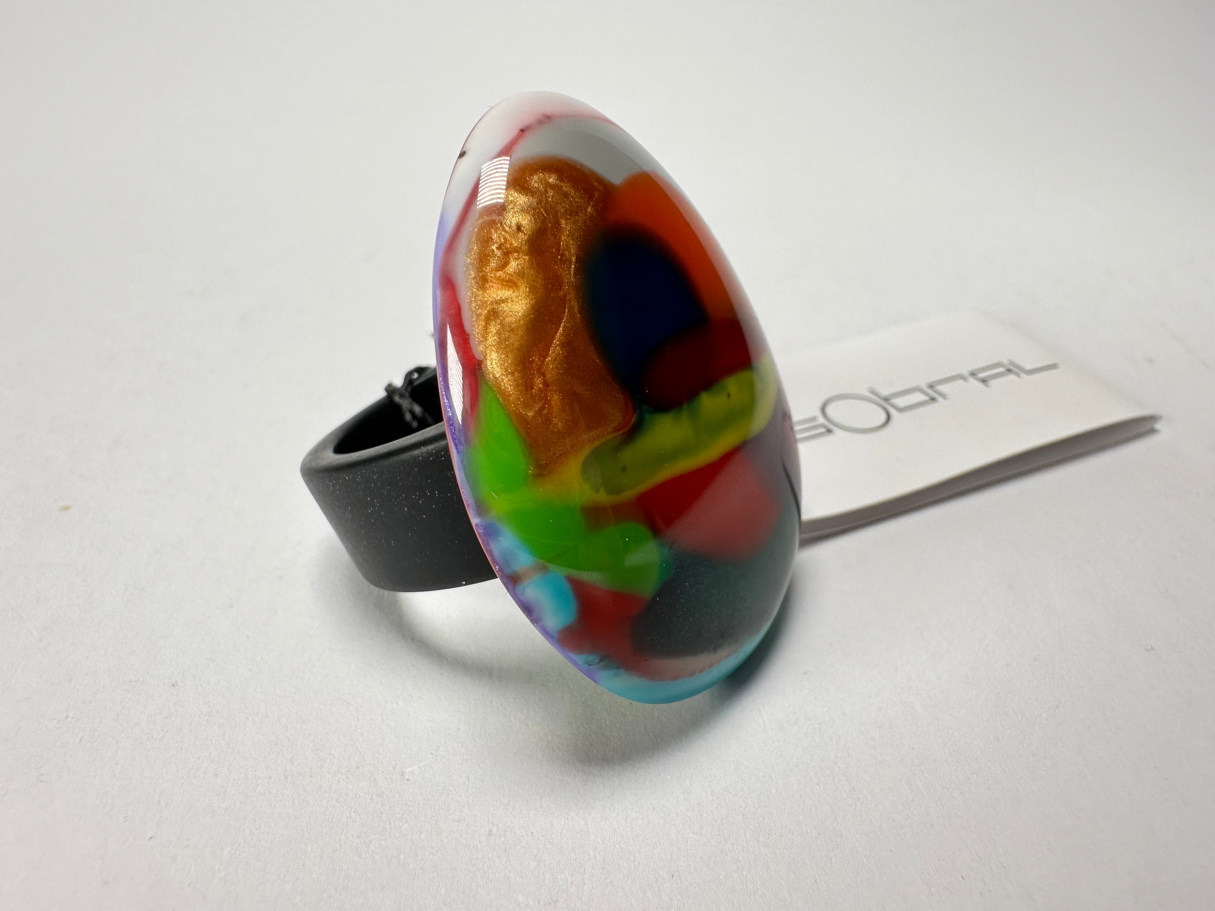 Sobral - Multi-Colour "K" Resin Ring ( 005146 ) - Size UK U / US 10