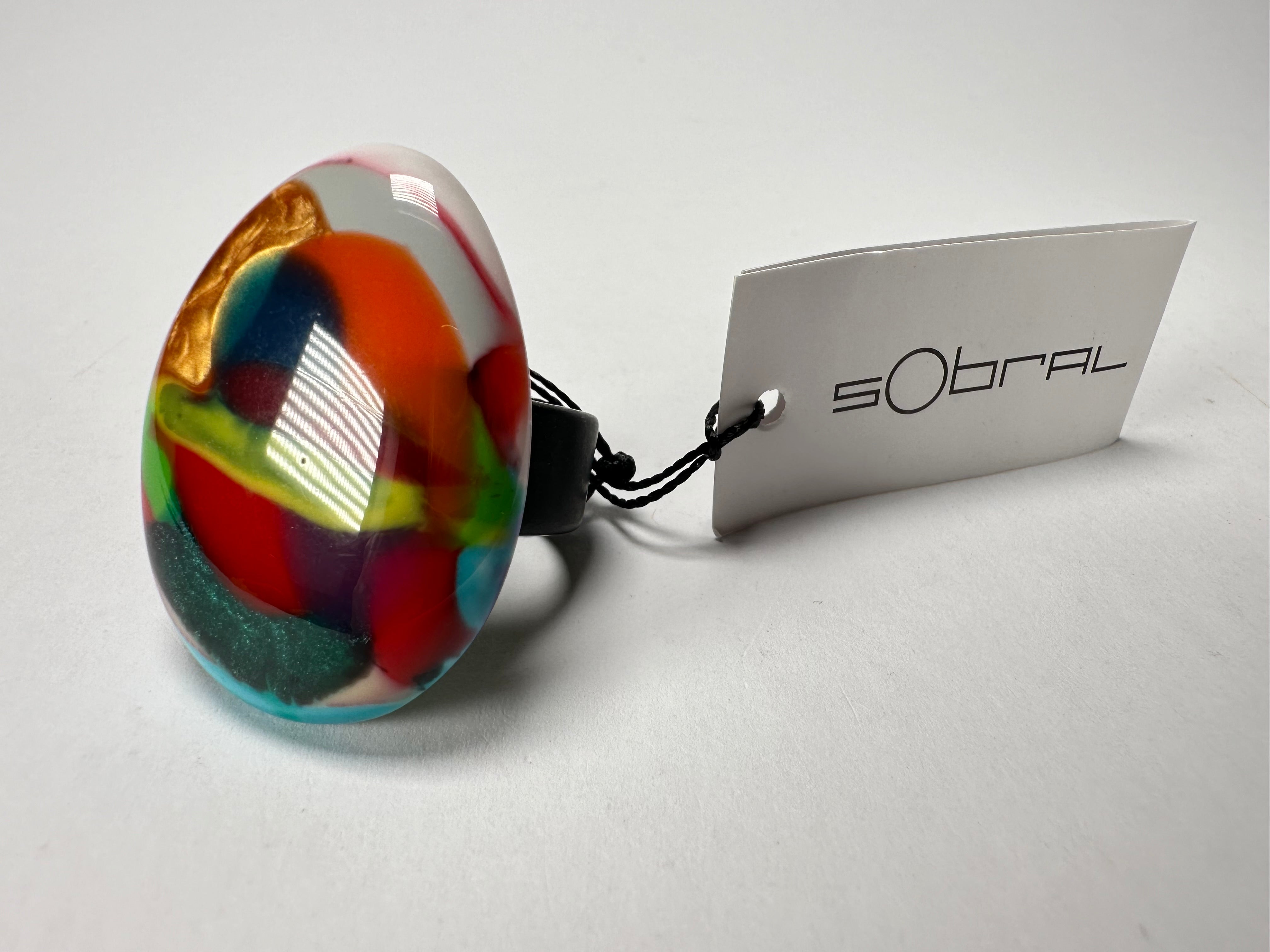 Sobral - Multi-Colour "K" Resin Ring ( 005146 ) - Size UK U / US 10