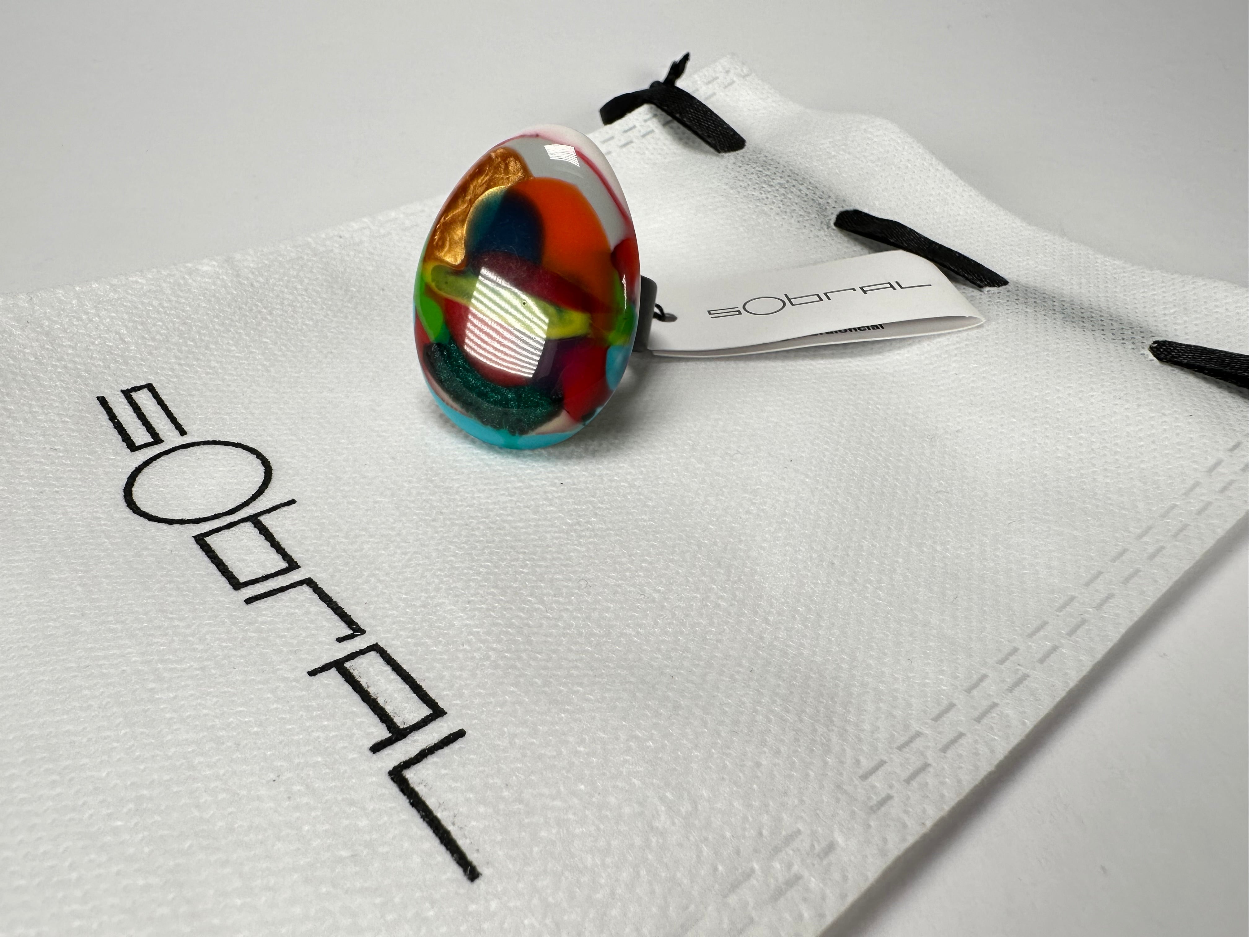 Sobral - Multi-Colour "K" Resin Ring ( 005146 ) - Size UK U / US 10