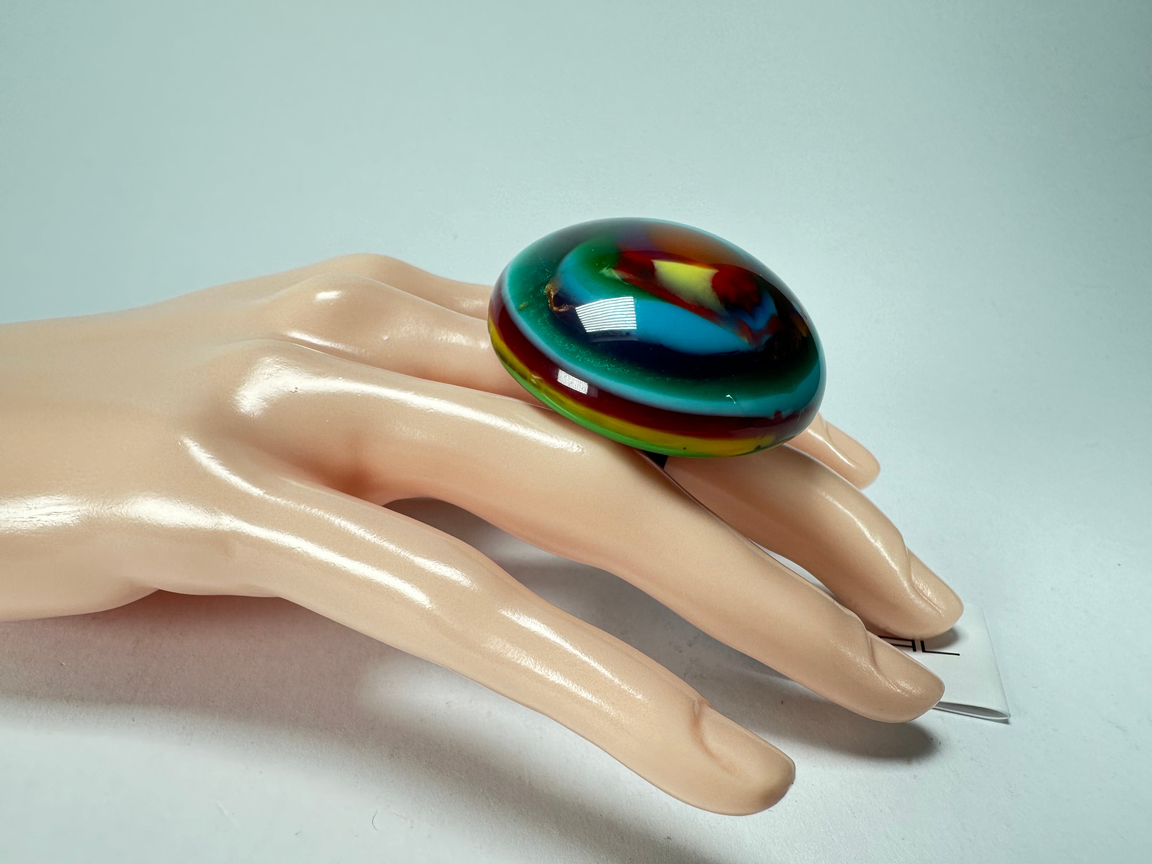 Sobral - Multi-Colour "Moscou K" Resin Ring ( 003605 ) - Size UK N / US 6.5