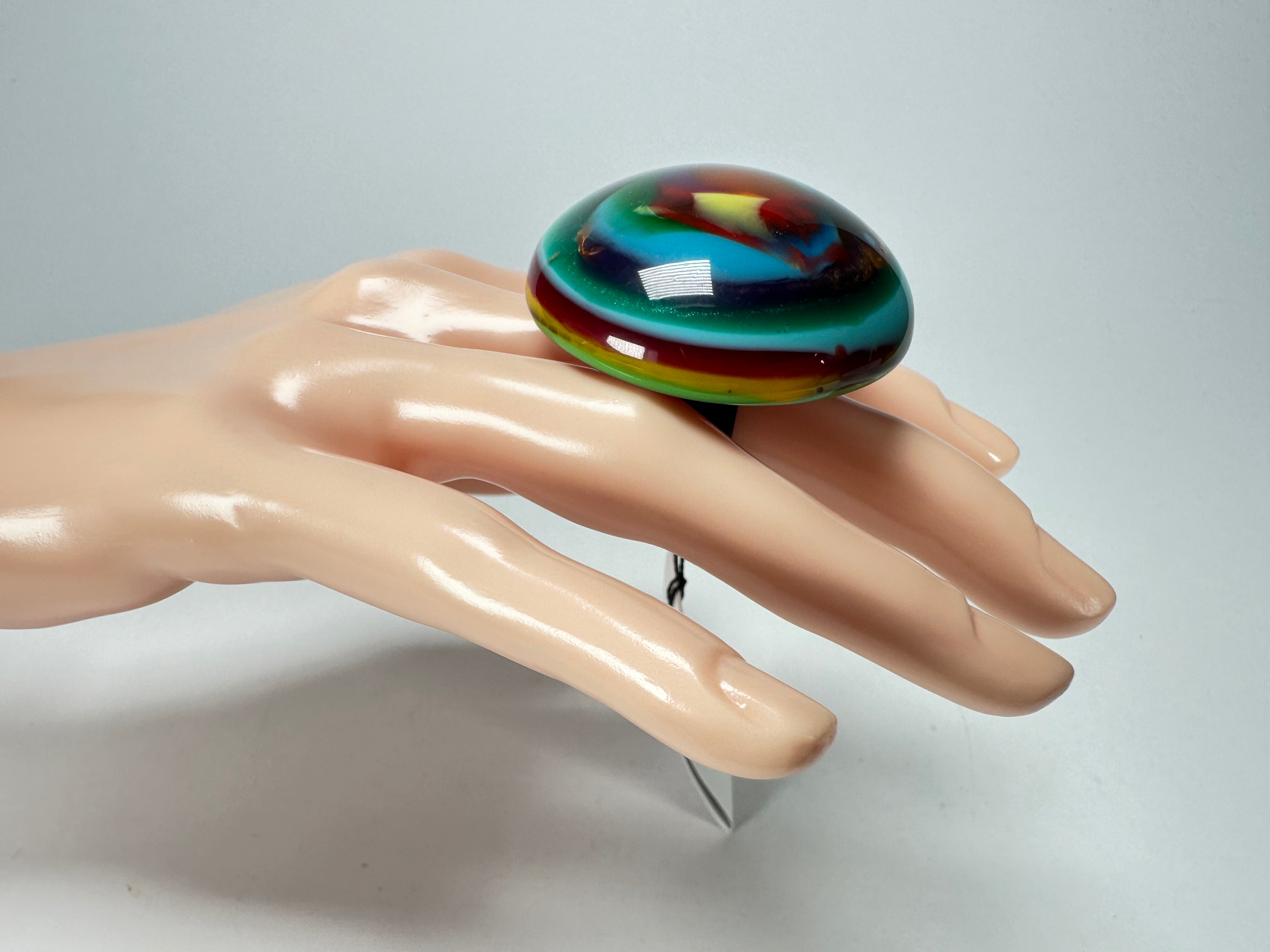 Sobral - Multi-Colour "Moscou K" Resin Ring ( 003605 ) - Size UK N / US 6.5