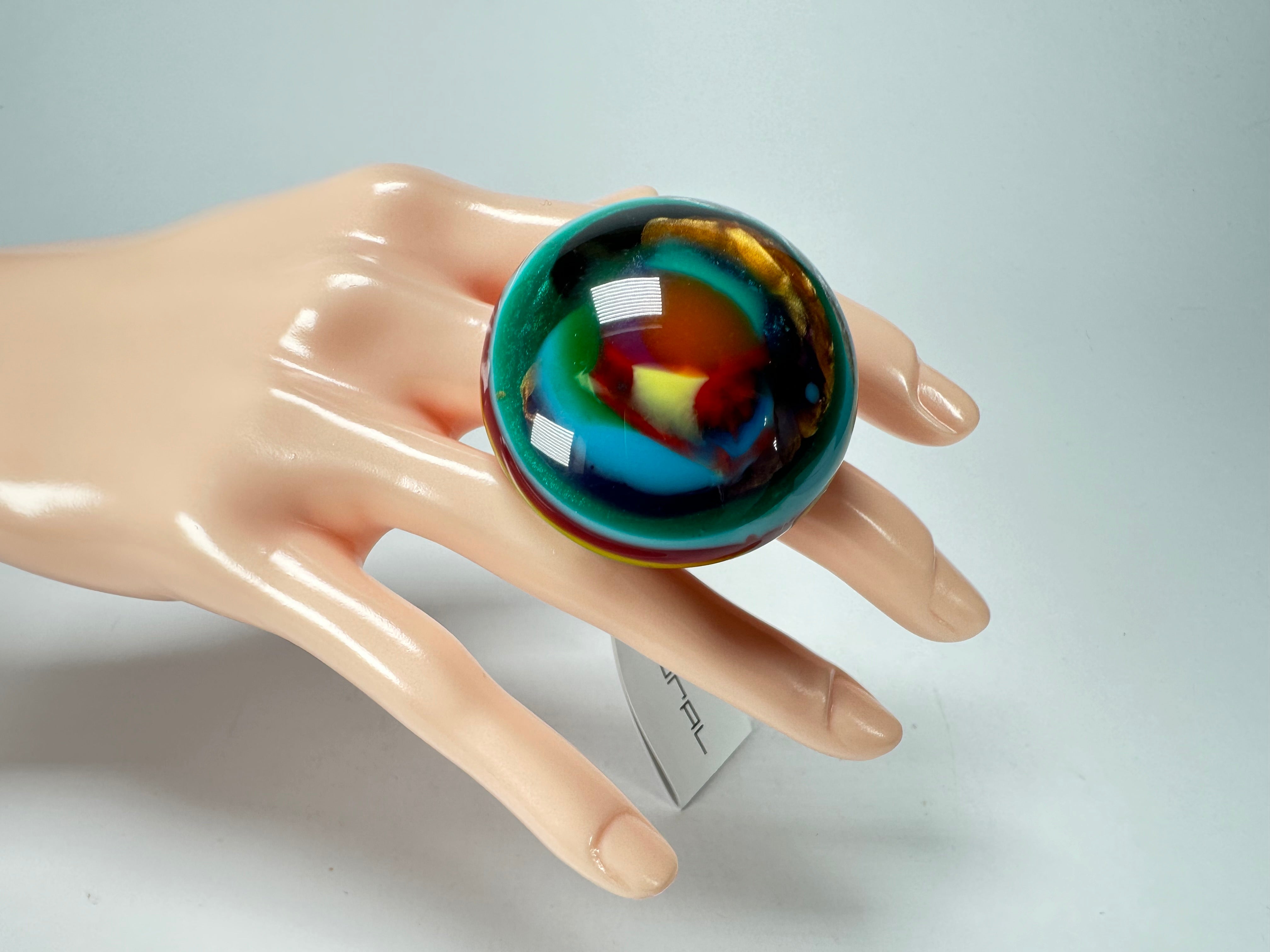 Sobral - Multi-Colour "Moscou K" Resin Ring ( 003605 ) - Size UK N / US 6.5