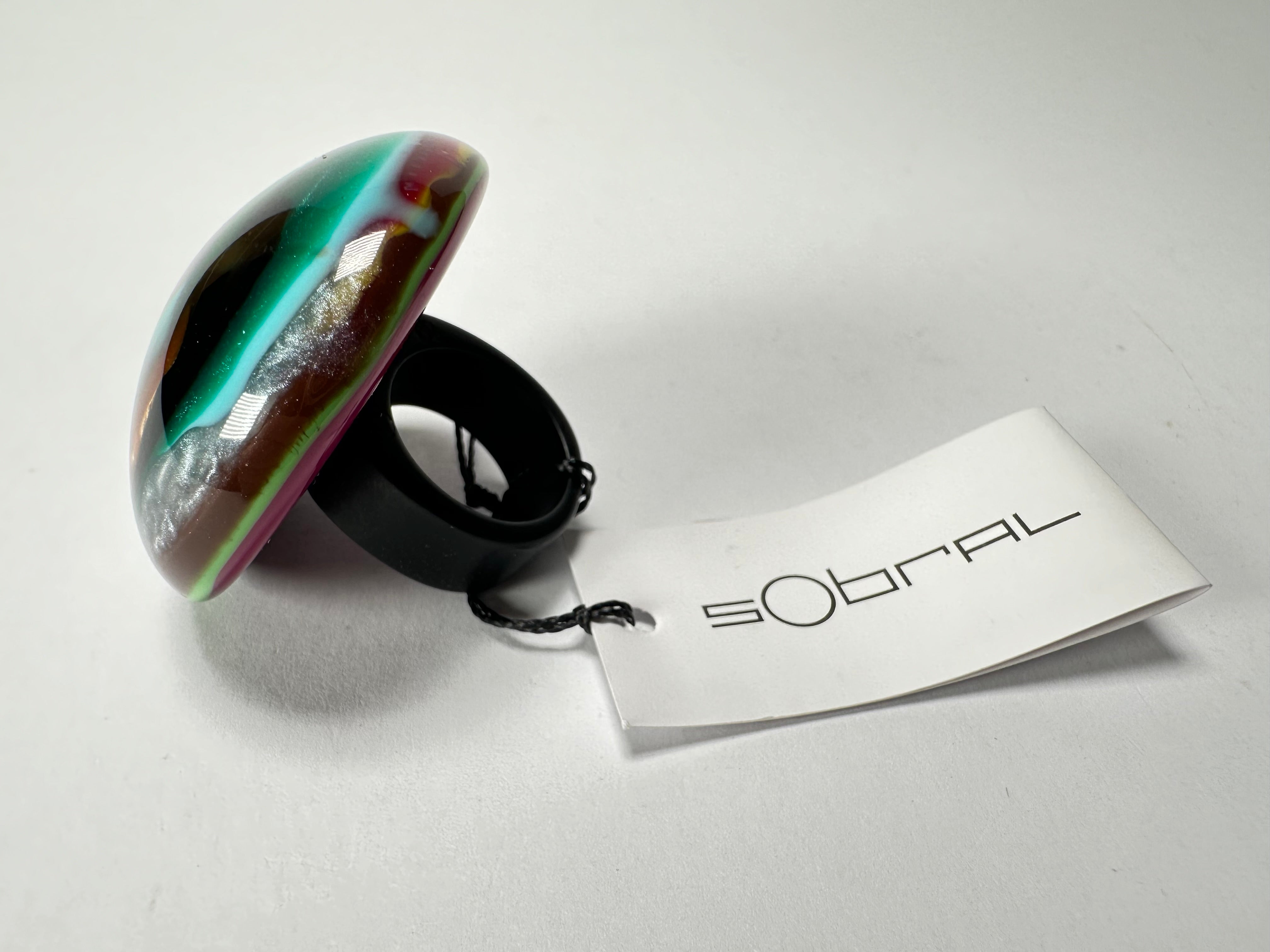 Sobral - Multi-Colour "Moscou K" Resin Ring ( 003605 ) - Size UK N / US 6.5
