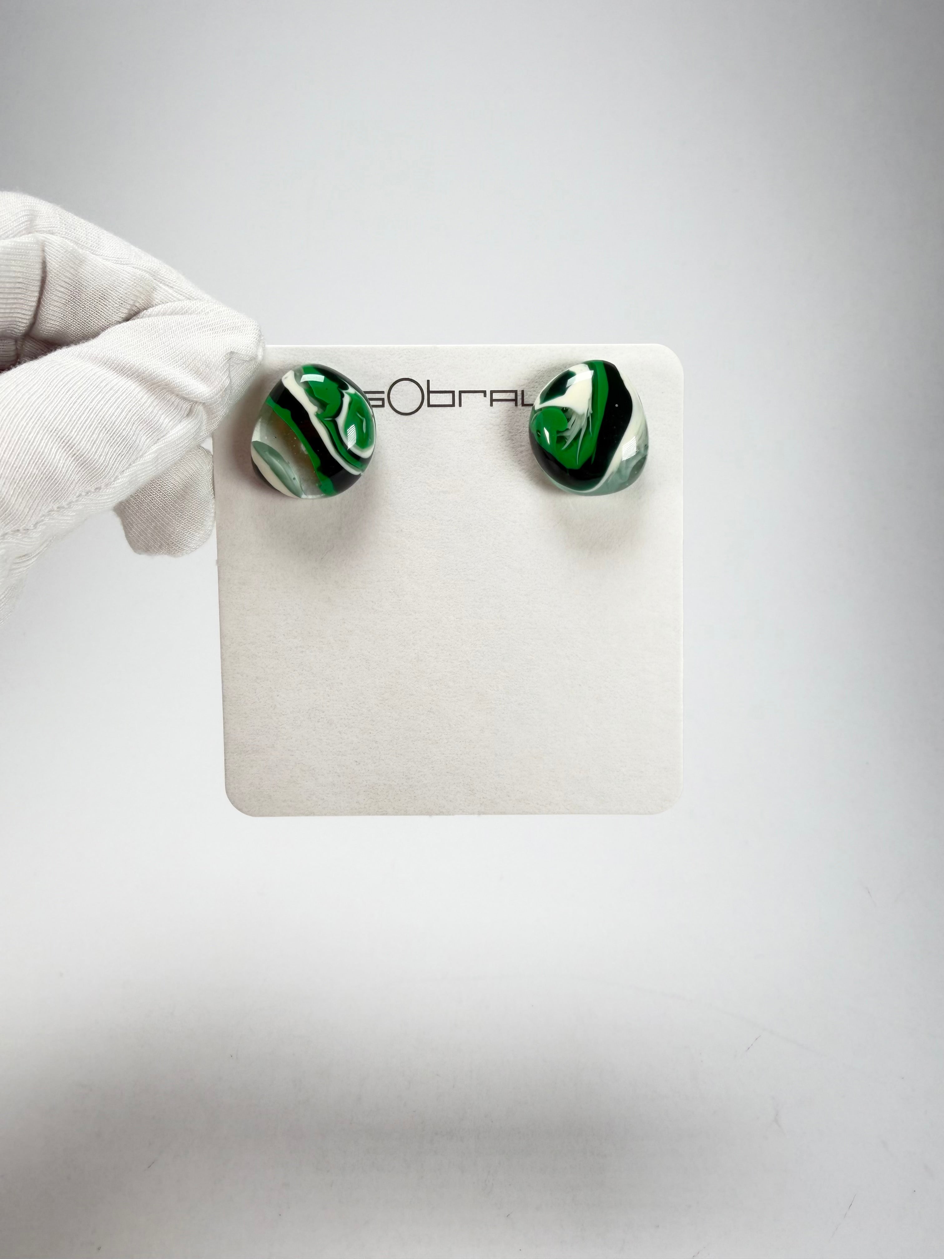 Sobral - Onda Verde "Wave" Green Resin Earrings ( 005330 )