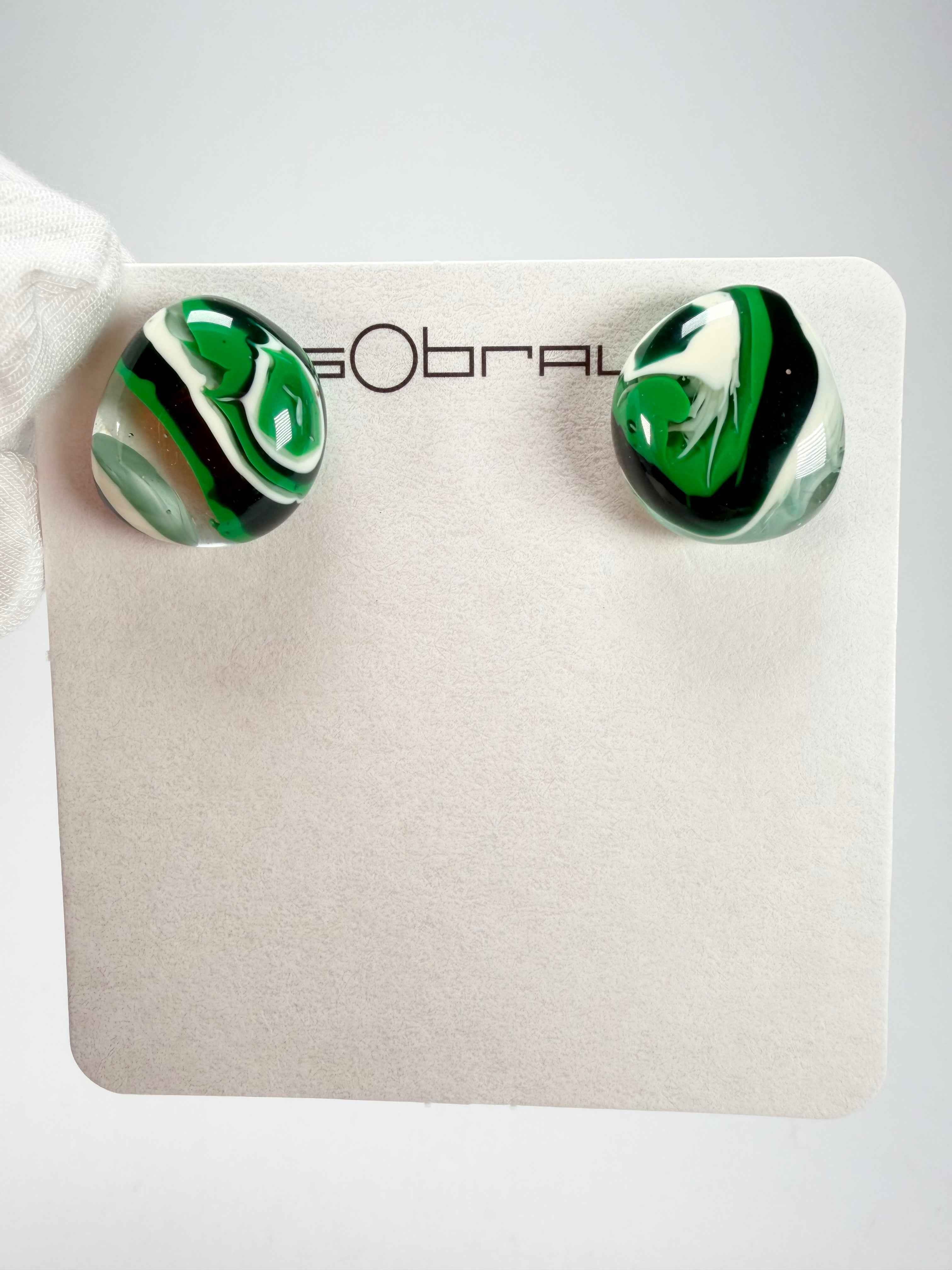 Sobral - Onda Verde "Wave" Green Resin Earrings ( 005330 )