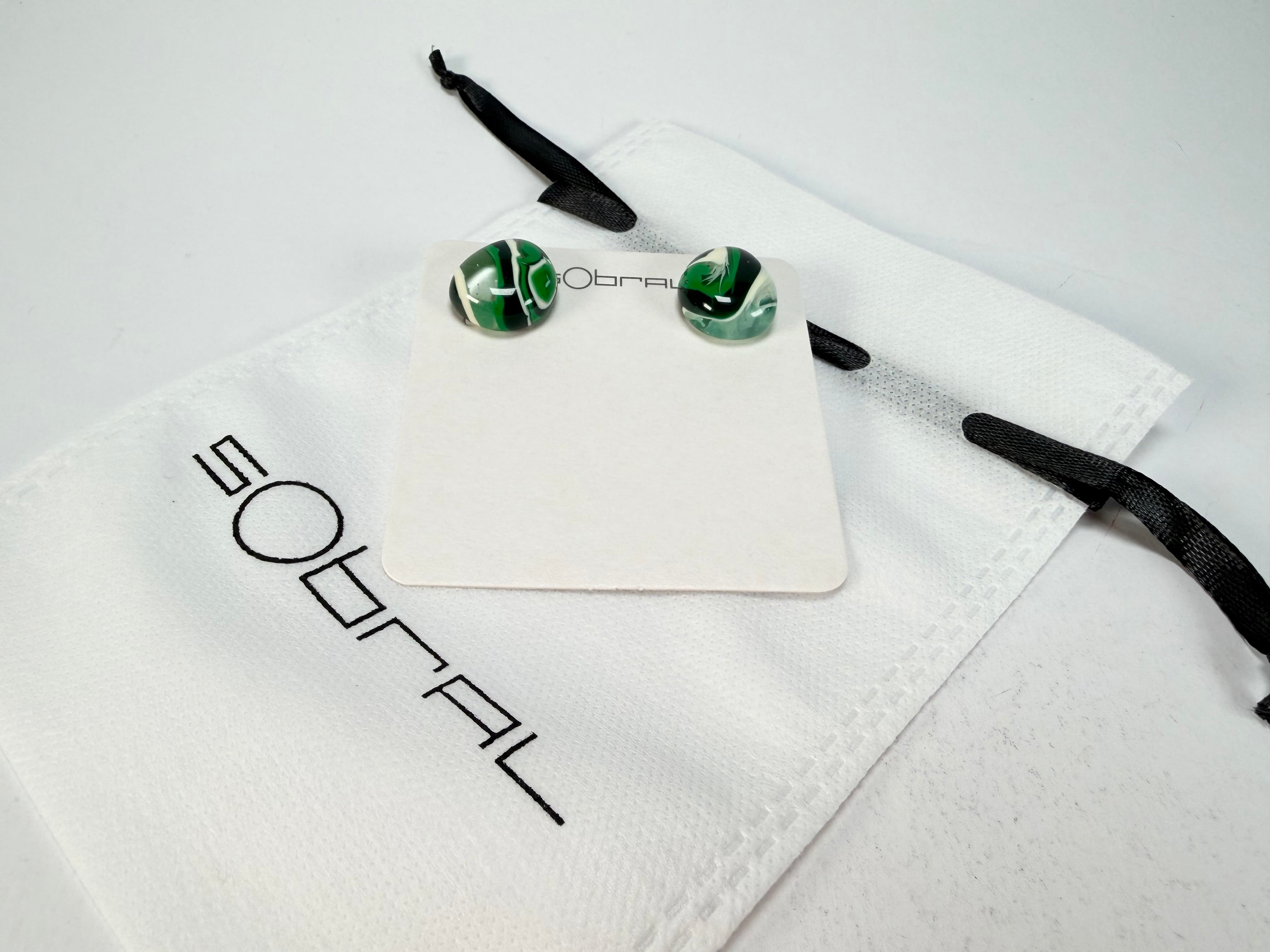 Sobral - Onda Verde "Wave" Green Resin Earrings ( 005330 )