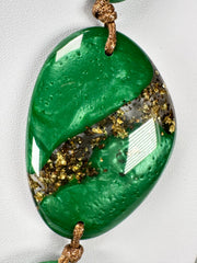 Sobral - Metalique Orlando "Carcassonne" Green Resin Necklace ( 004241 )