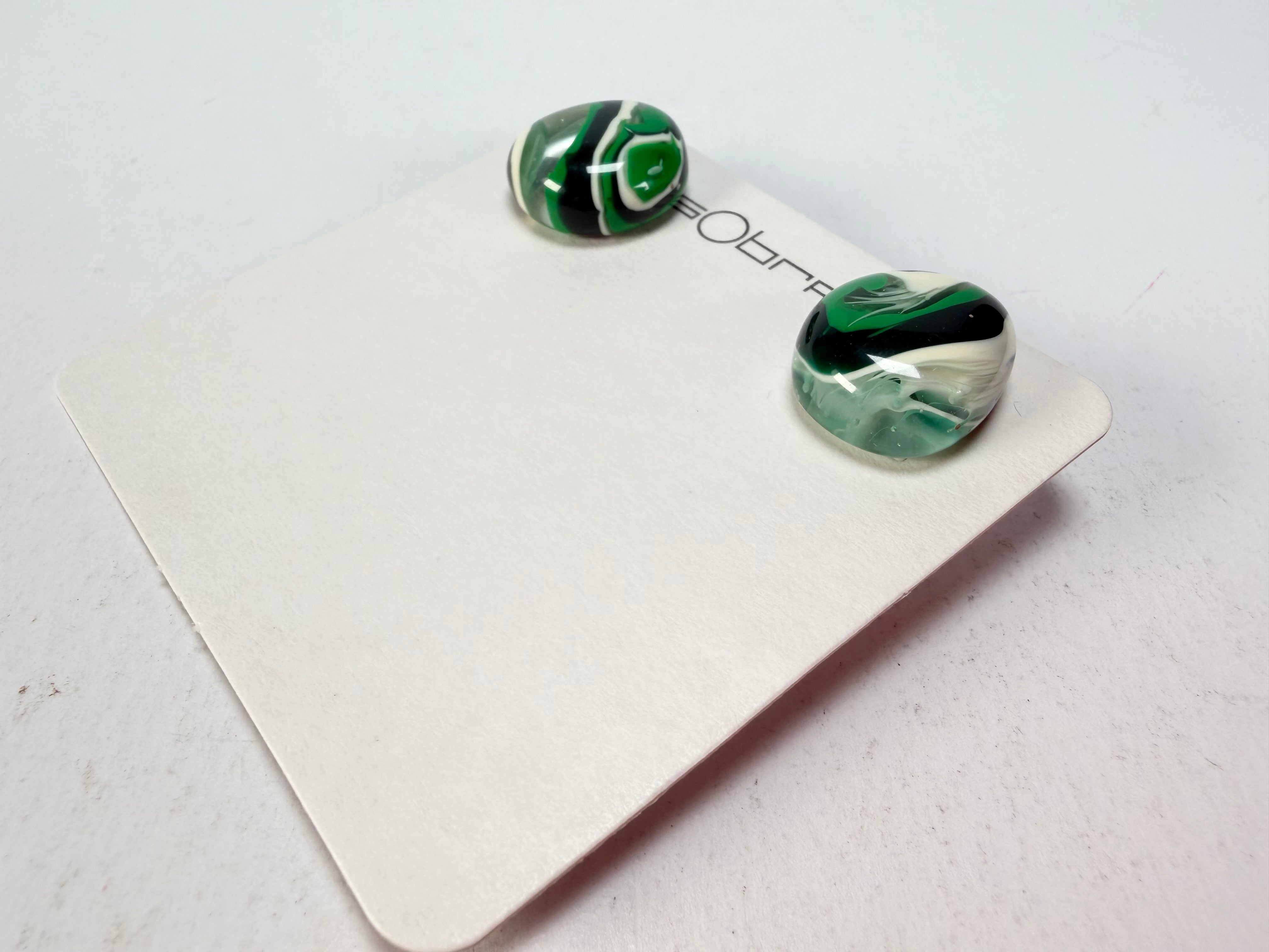 Sobral - Onda Verde "Wave" Green Resin Earrings ( 005330 )