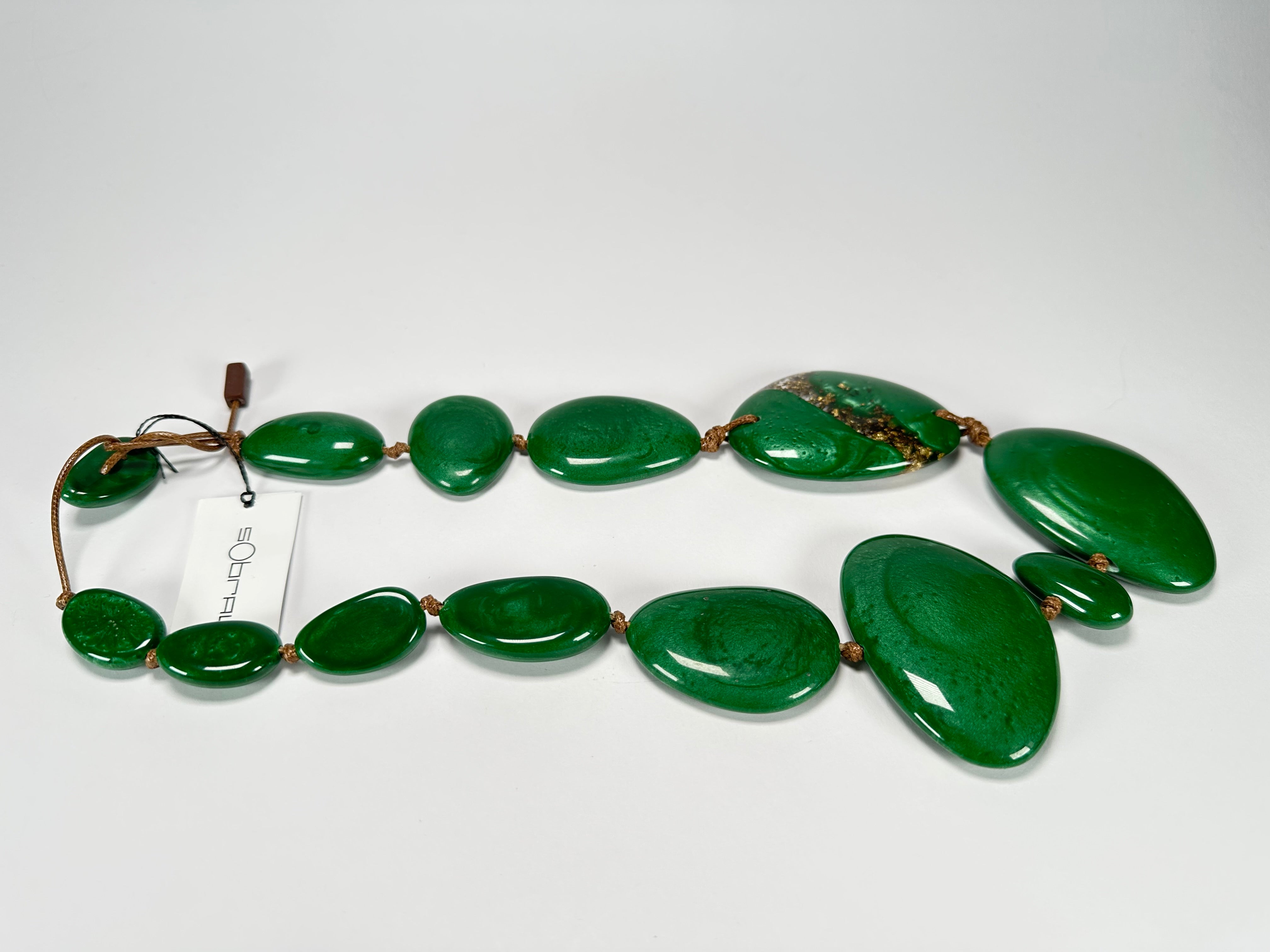 Sobral - Metalique Orlando "Carcassonne" Green Resin Necklace ( 004241 )