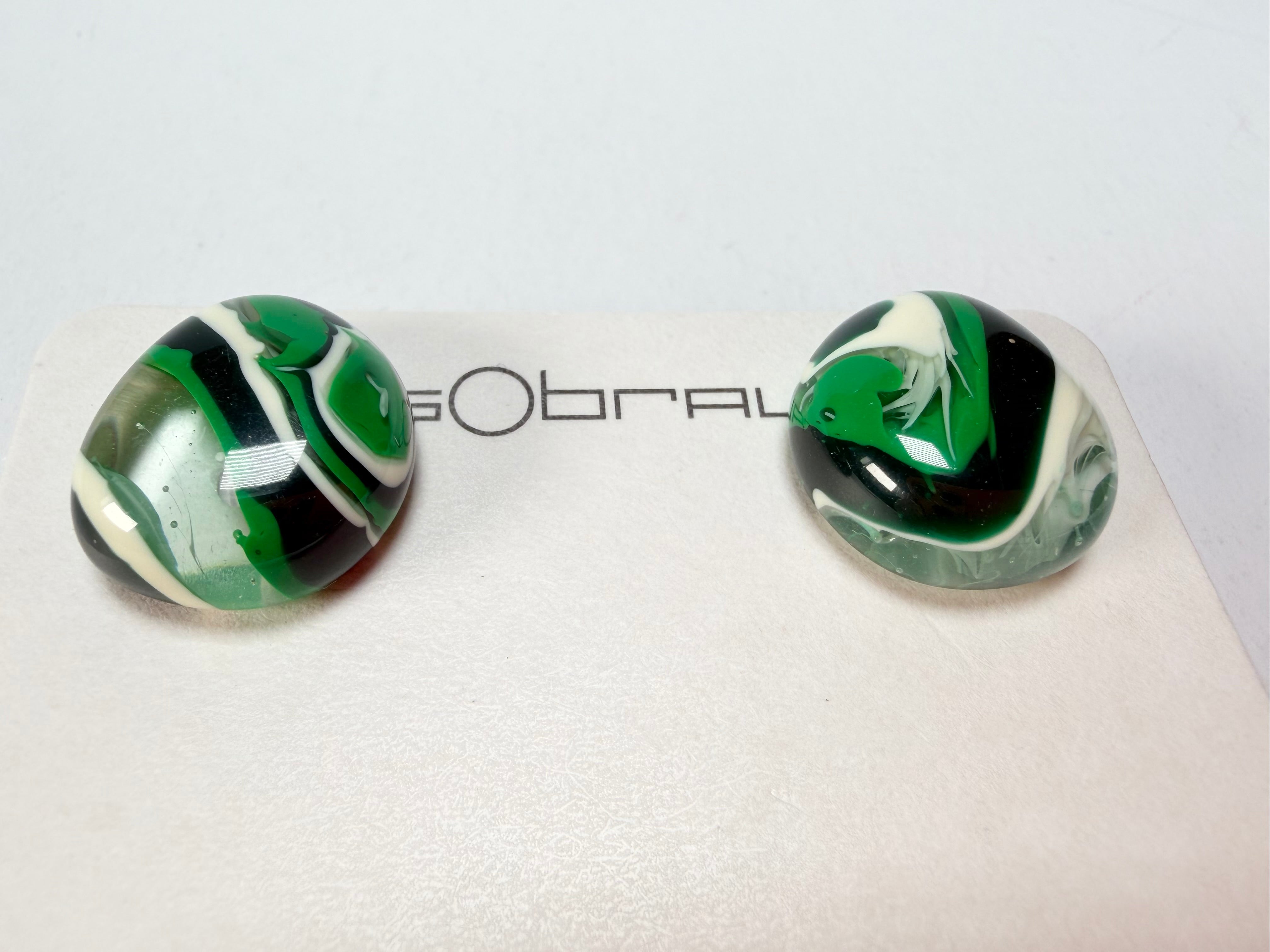 Sobral - Onda Verde "Wave" Green Resin Earrings ( 005330 )