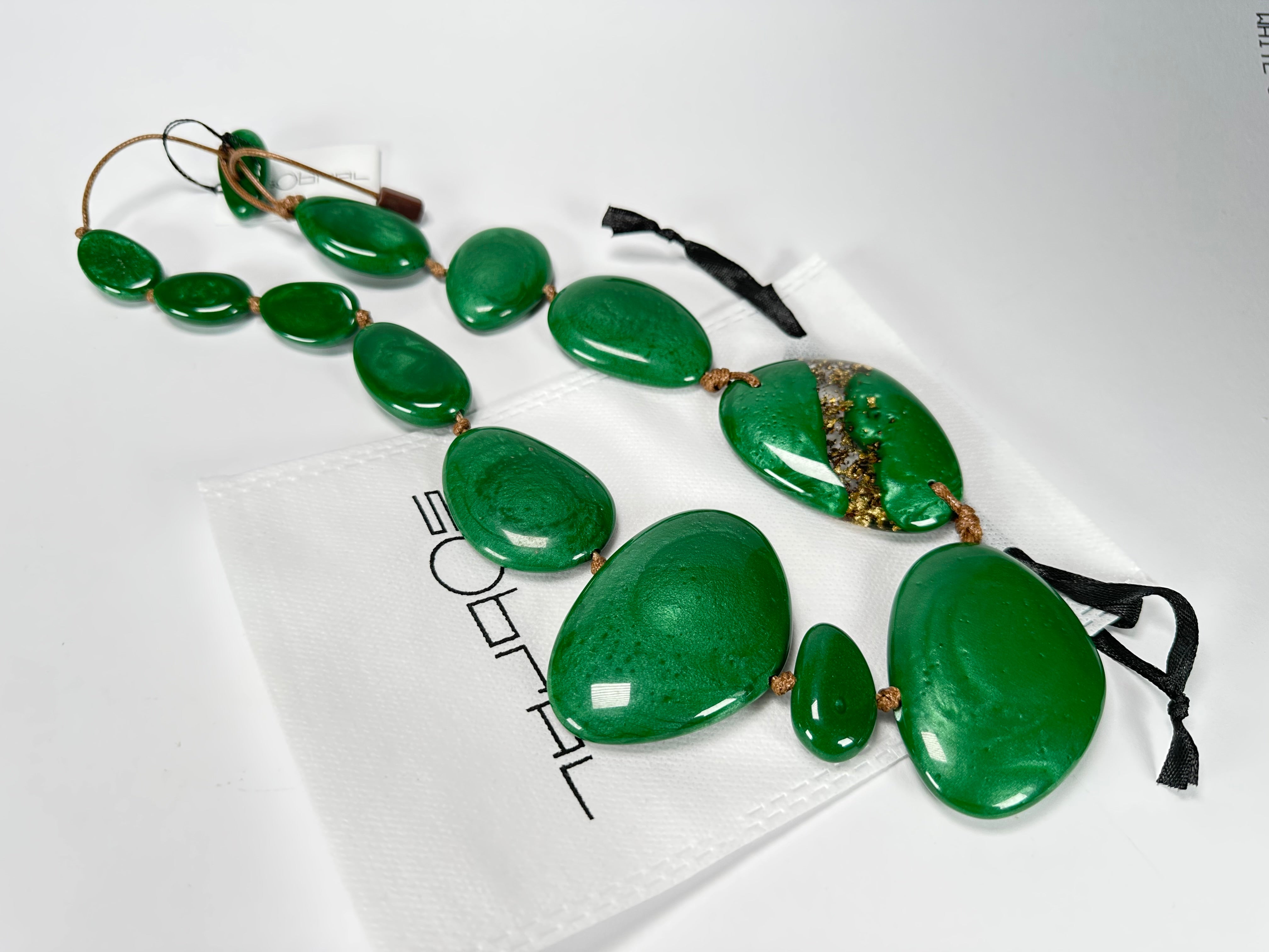 Sobral - Metalique Orlando "Carcassonne" Green Resin Necklace ( 004241 )